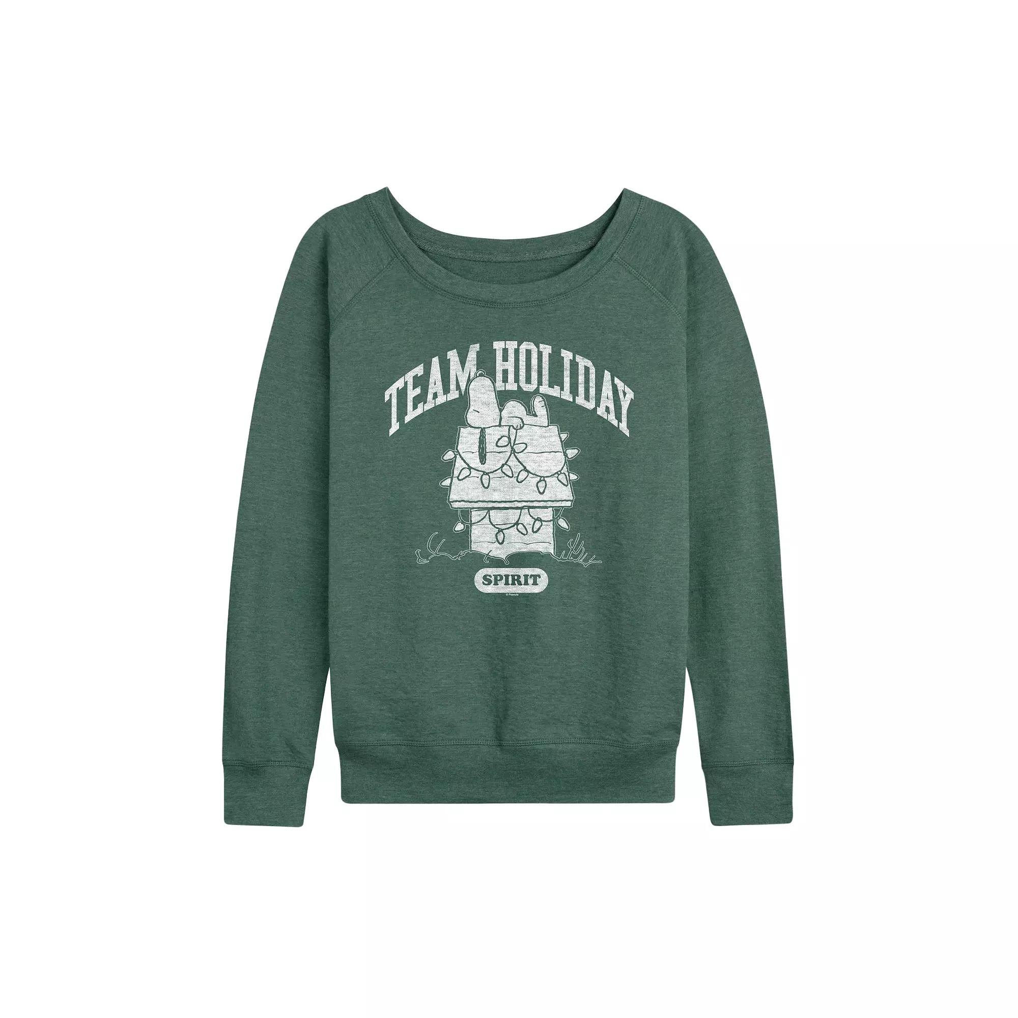 Women's Peanuts Team Holiday Spirit French Terry Long Sleeve Tee,  Product Image