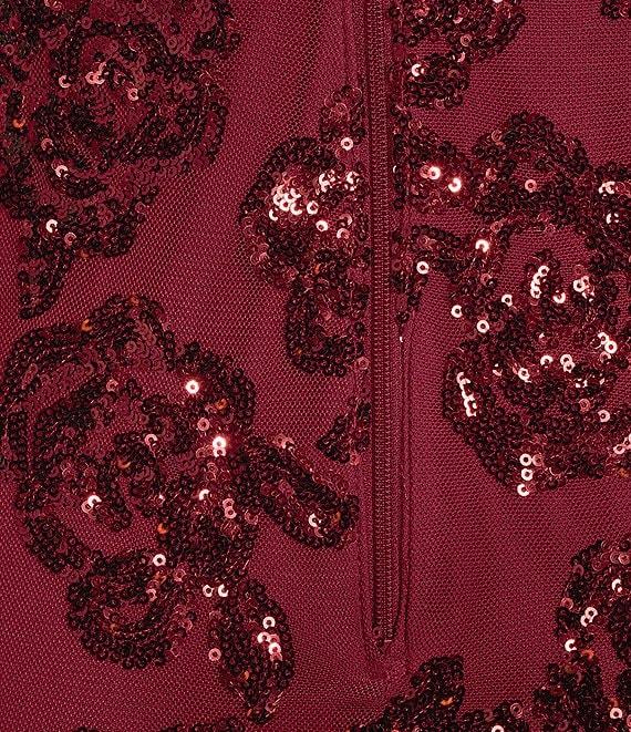 Blondie Nites Floral Sequin Pattern Sweetheart Neck Dress Product Image