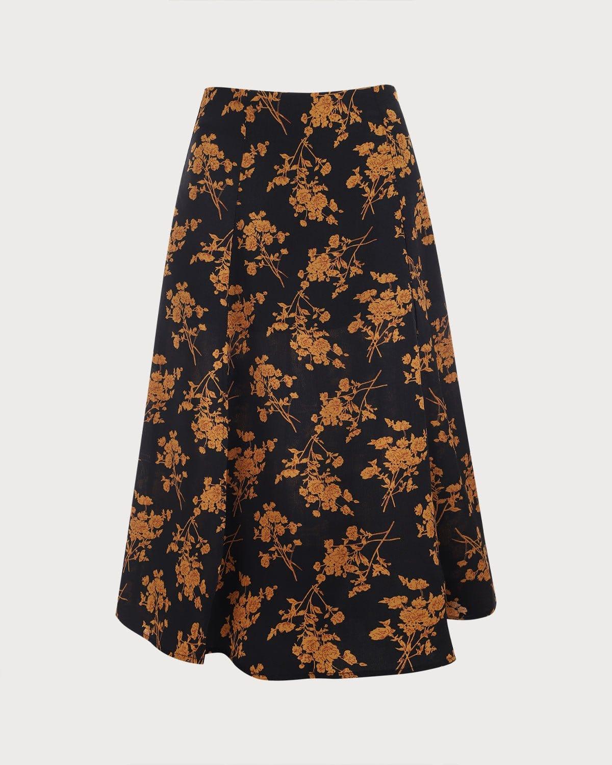 The Floral Slit High Waisted A-line Skirt Female Product Image