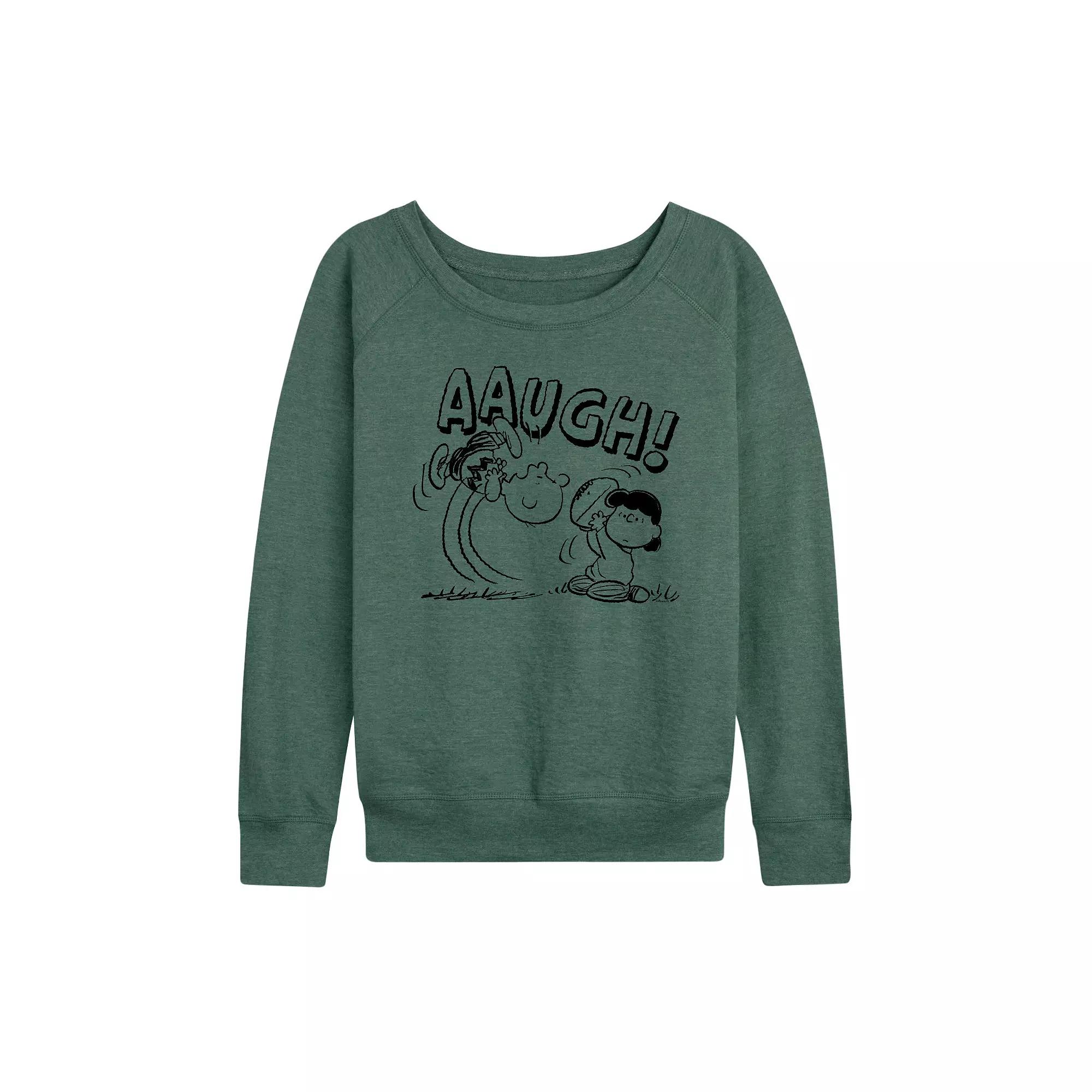 Women's Peanuts Charlie Brown Football French Terry Long Sleeve Tee, Girl's,  Product Image