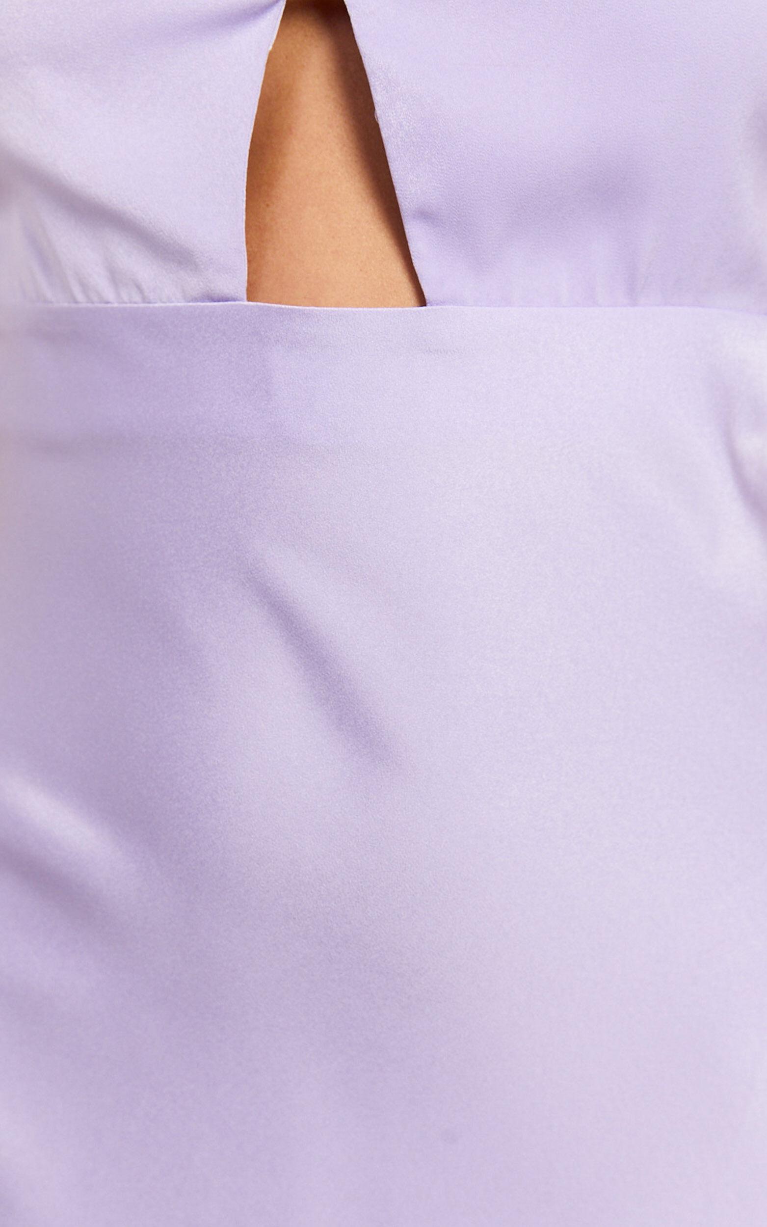 Amitola Midi Dress - V Neck Cut Out Slip Dress in Lilac Product Image