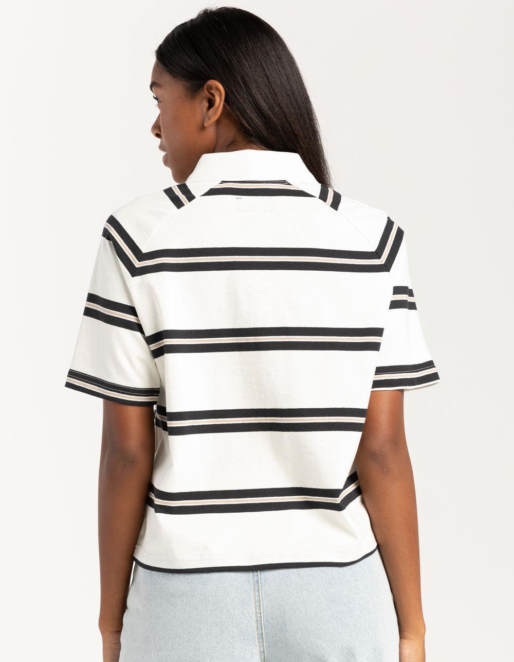 CONVERSE Marquis Womens Polo Shirt - WHT/BLK Product Image