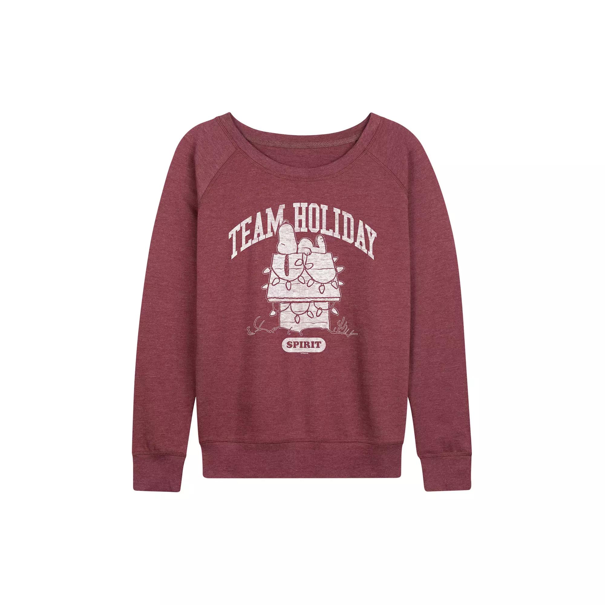 Women's Peanuts Team Holiday Spirit French Terry Long Sleeve Tee,  Product Image