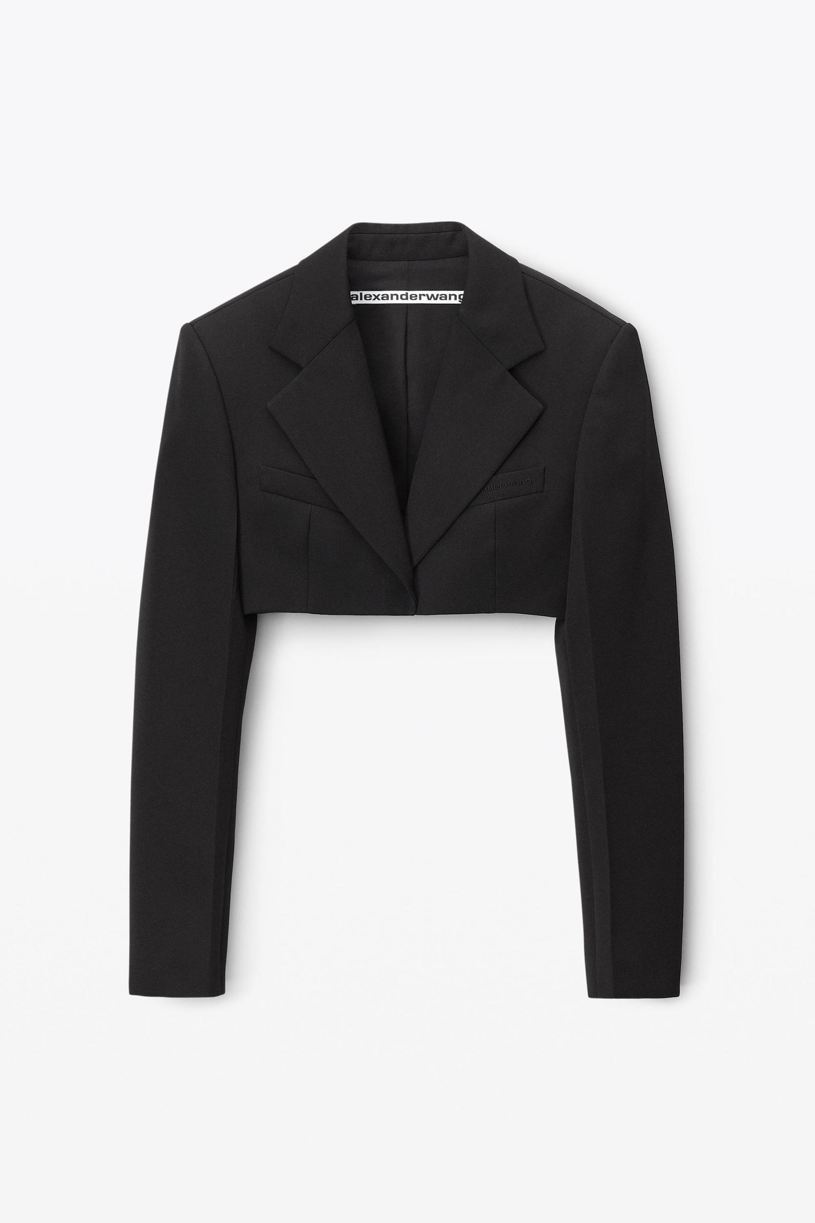 Cropped Tuxedo Blazer In Wool Tailoring Product Image