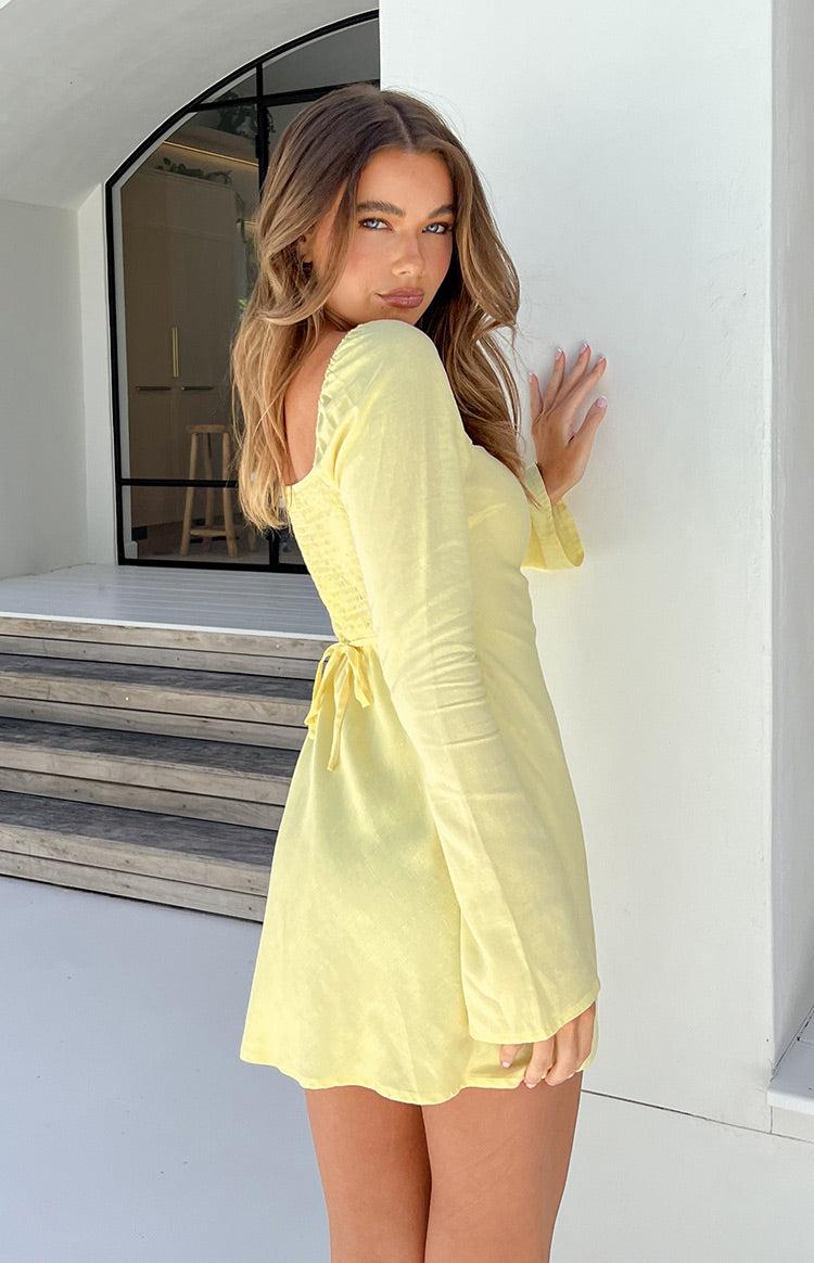 Arna Yellow Long Sleeve Mini Dress Product Image