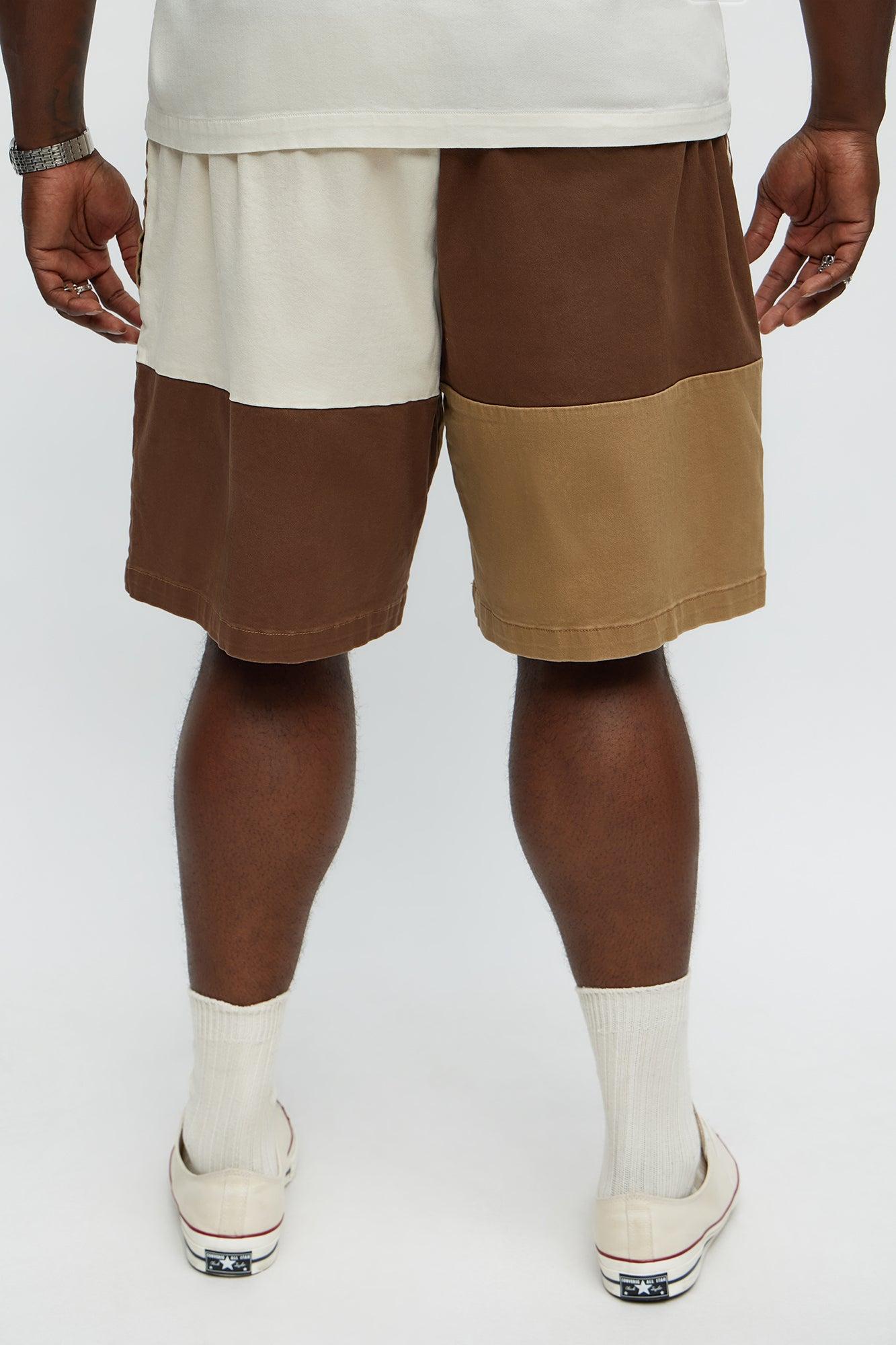 Blocked Again Shorts - Brown Combo Male Product Image
