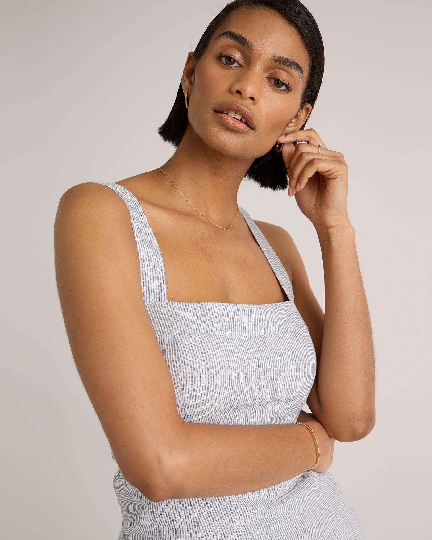 Quince | Women's 100% European Linen Fitted Tank Top Product Image