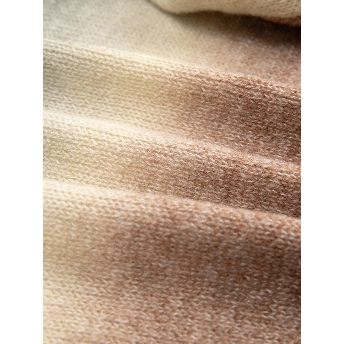 Plus Size Ombre Fringe Trim Open Front Cardigan Multicolor Women Casual Loose Long Sleeve Dailywear Cardigans BloomChic 26/4X Product Image