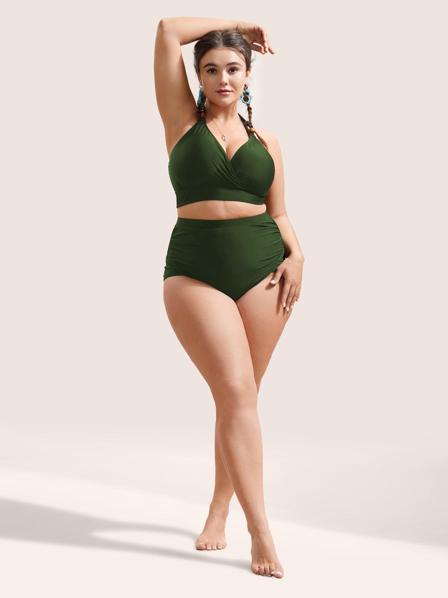 Plain Patchwork Ruched Swim Bottom Female Product Image