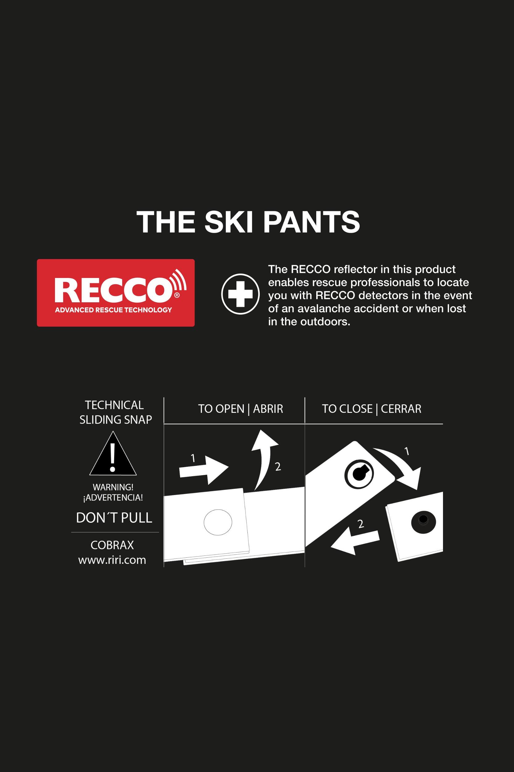 RECCO® TECHNOLOGY WATER RESISTANT AND WIND PROTECTION FLARED PANTS SKI COLLECTION Product Image