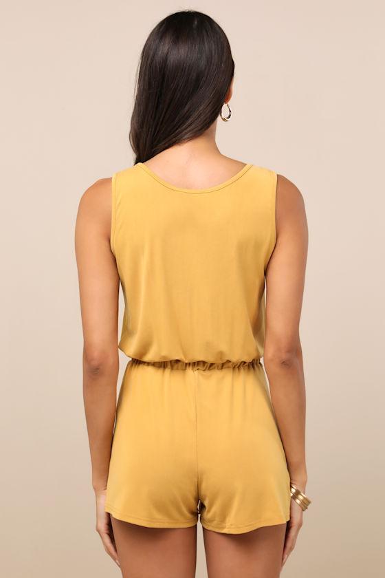 Sun Charmer Yellow Sleeveless V-Neck Lounge Romper Product Image