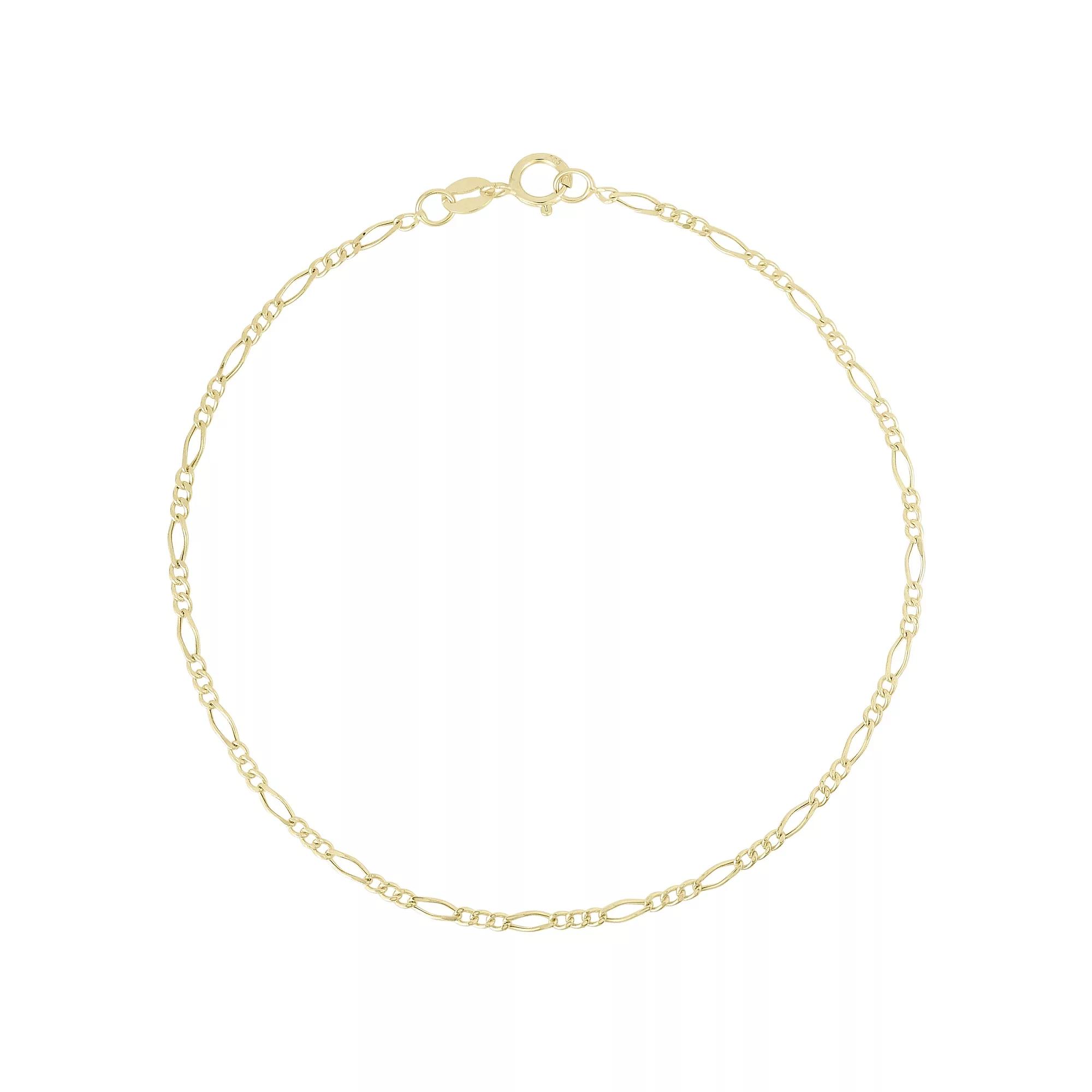 LUMINOR GOLD 14k Gold Figaro Chain Anklet, Women's, Size: 9" Product Image
