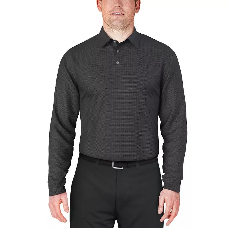 Men's Grand Slam Mini Jacquard Long Sleeve Golf Polo,  Product Image