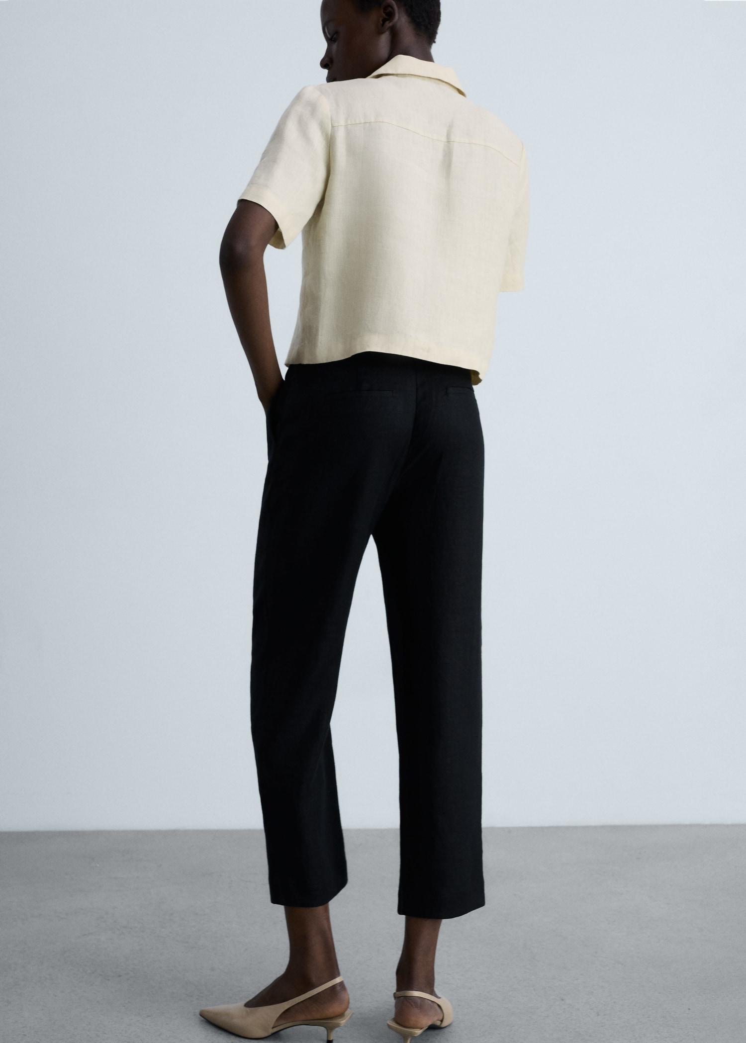 Straight linen-blend pants - Women | MANGO USA Product Image