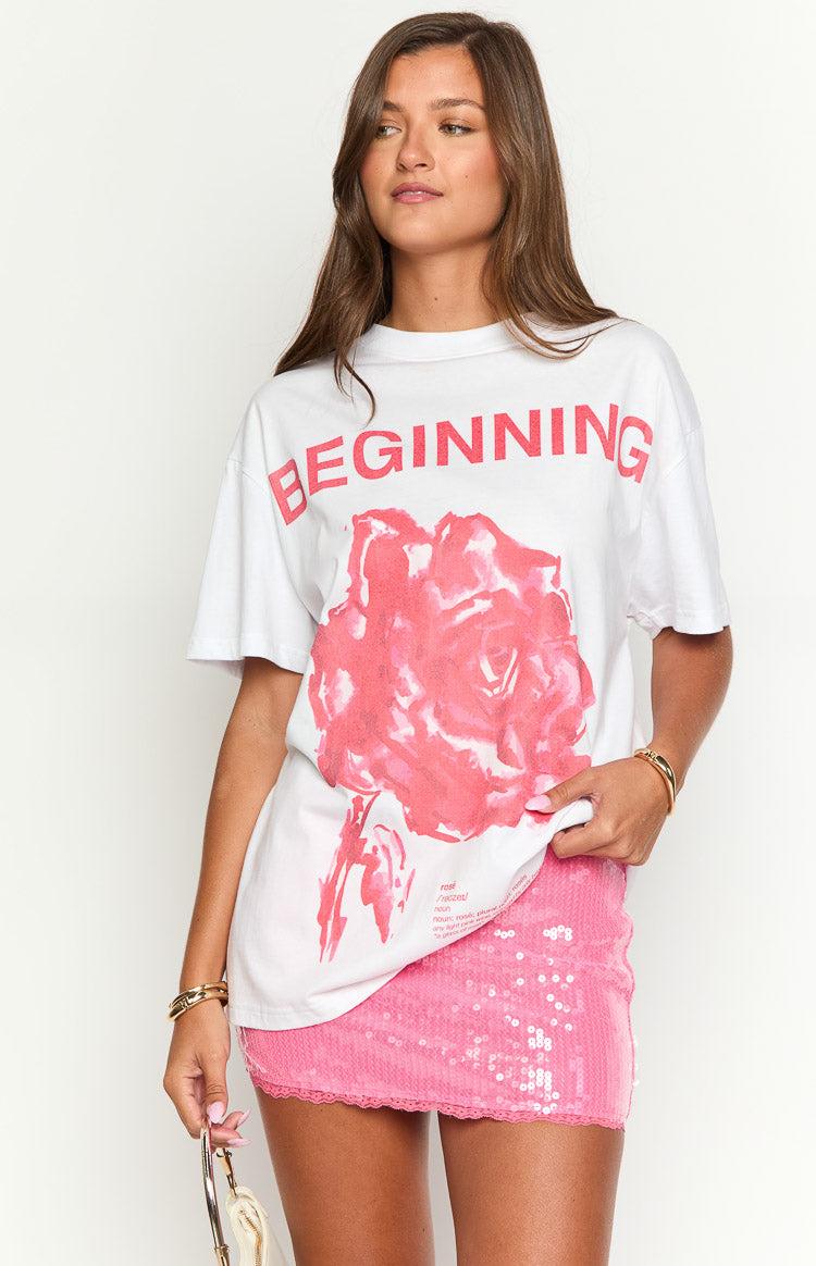 Beginning Rose White Tee Product Image