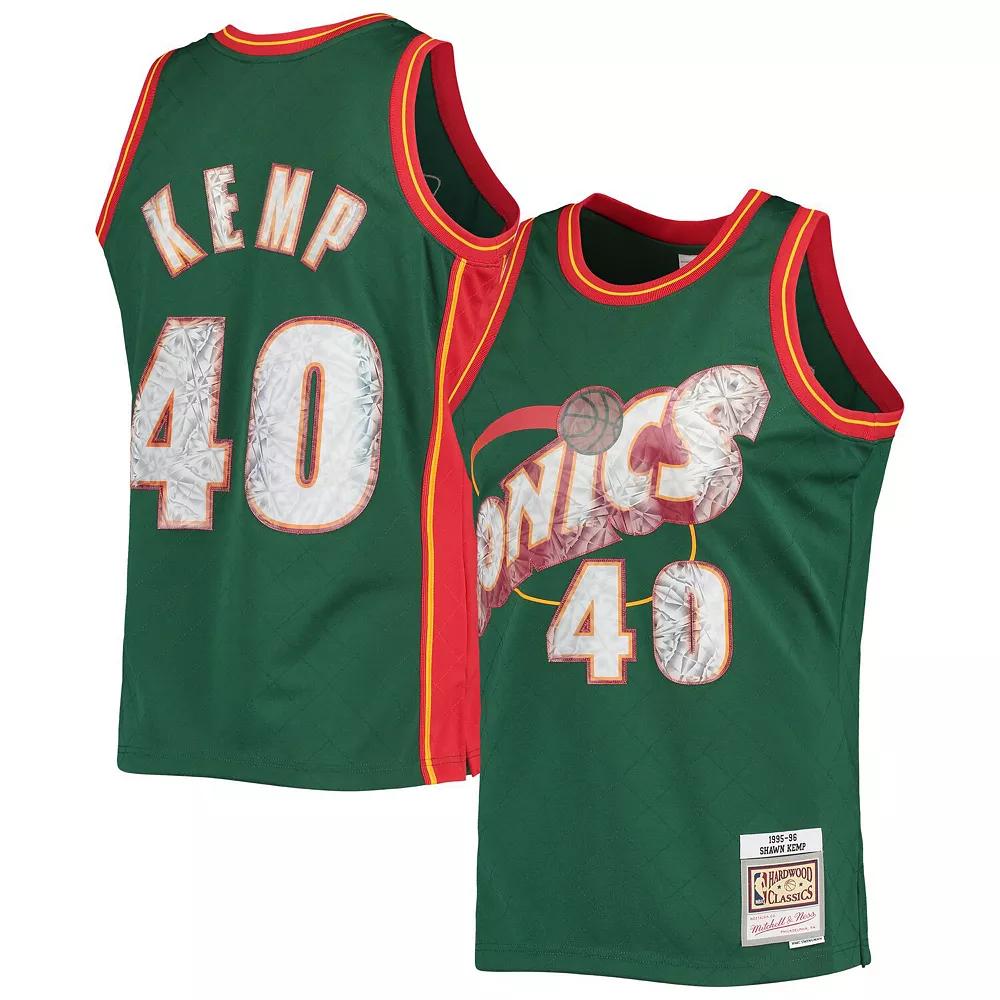 Men's Mitchell & Ness Shawn Kemp Green Seattle SuperSonics 1995-96 Hardwood Classics 75th Anniversary Diamond Swingman Jersey, Size: Medium, Nba Green Product Image