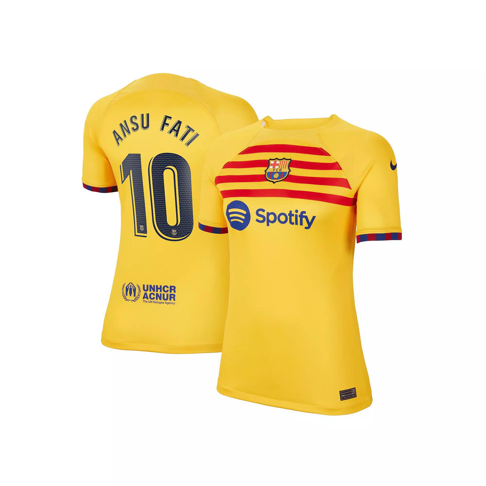 Women's Nike Ansu Fati Yellow Barcelona 2022/23 Fourth Breathe Stadium Replica Player Jersey, Size: Medium, Bar Yellow Product Image