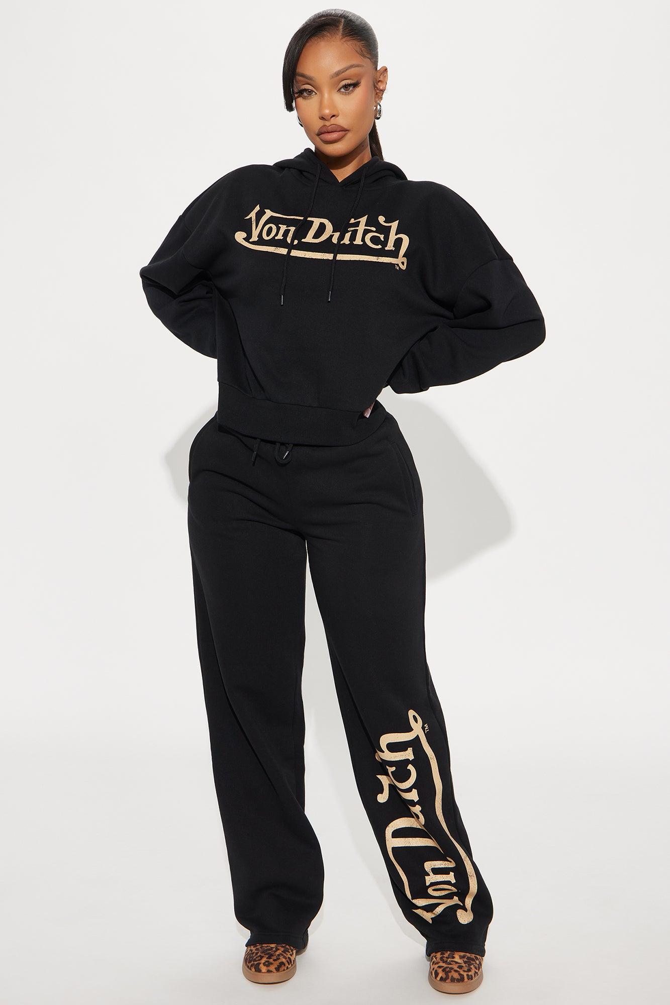 Von Dutch Vintage Cropped Hoodie - Black Product Image