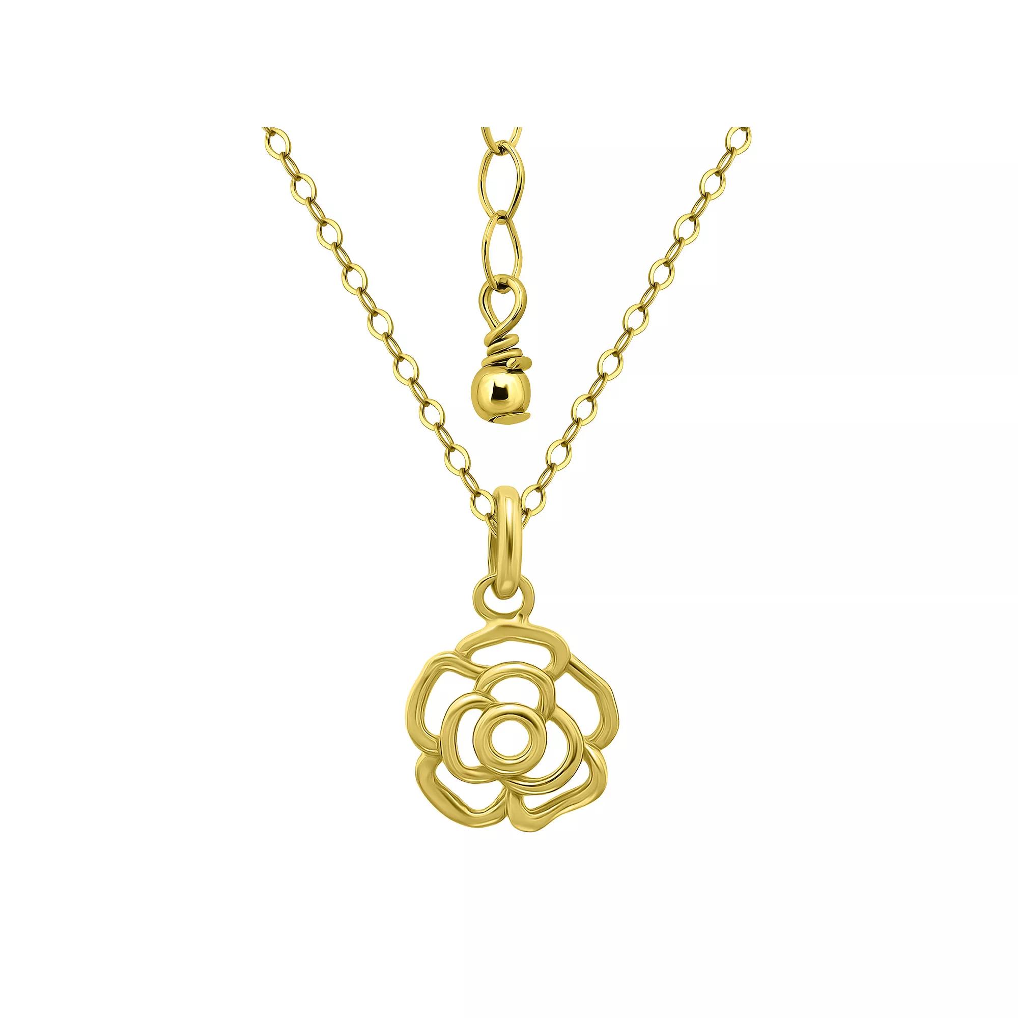 Aleure Precioso Sterling Silver Rose Pendant Necklace, Women's, Size: 16-18" ADJ, Gold Tone Product Image