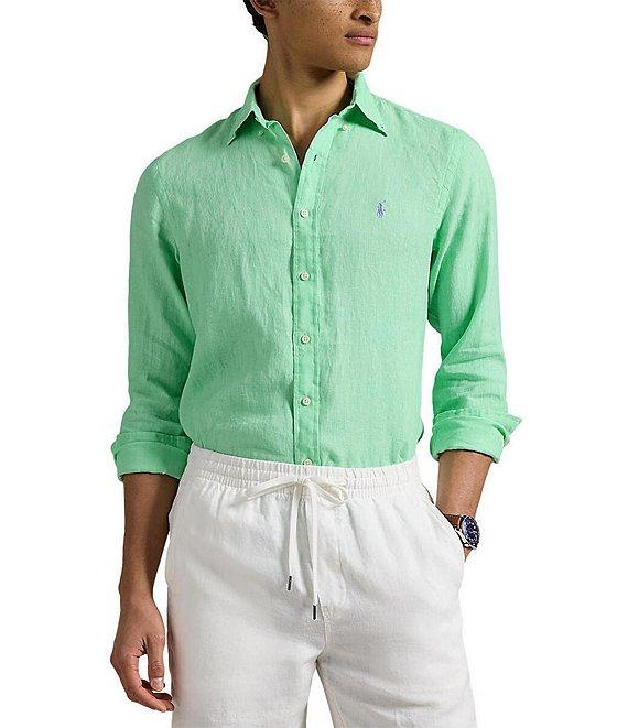 Polo Ralph Lauren Piece Dye Linen Long Sleeve Woven Shirt Product Image