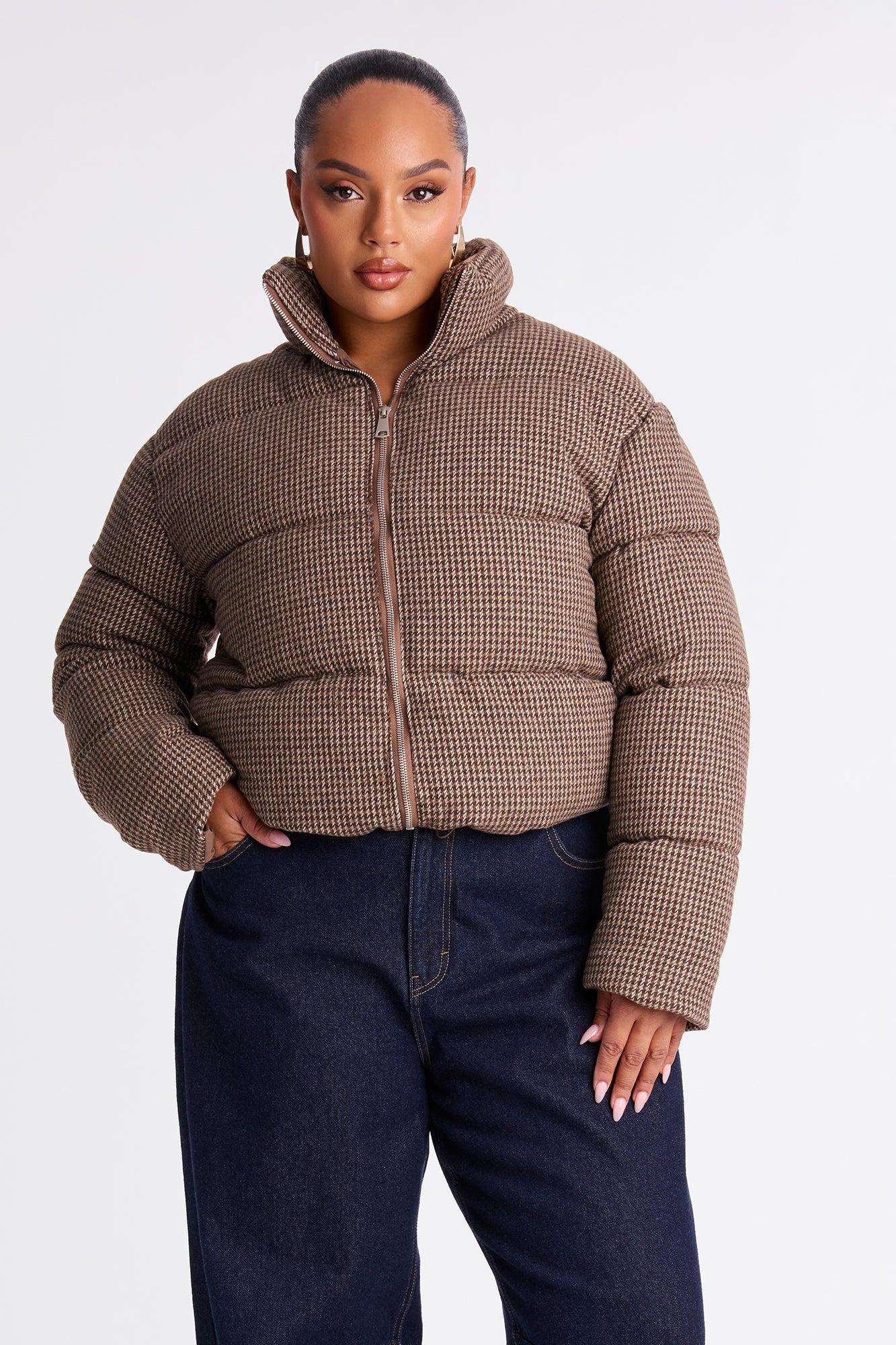 Brixley Glenn Plaid Puffer Jacket - Brown Female Product Image