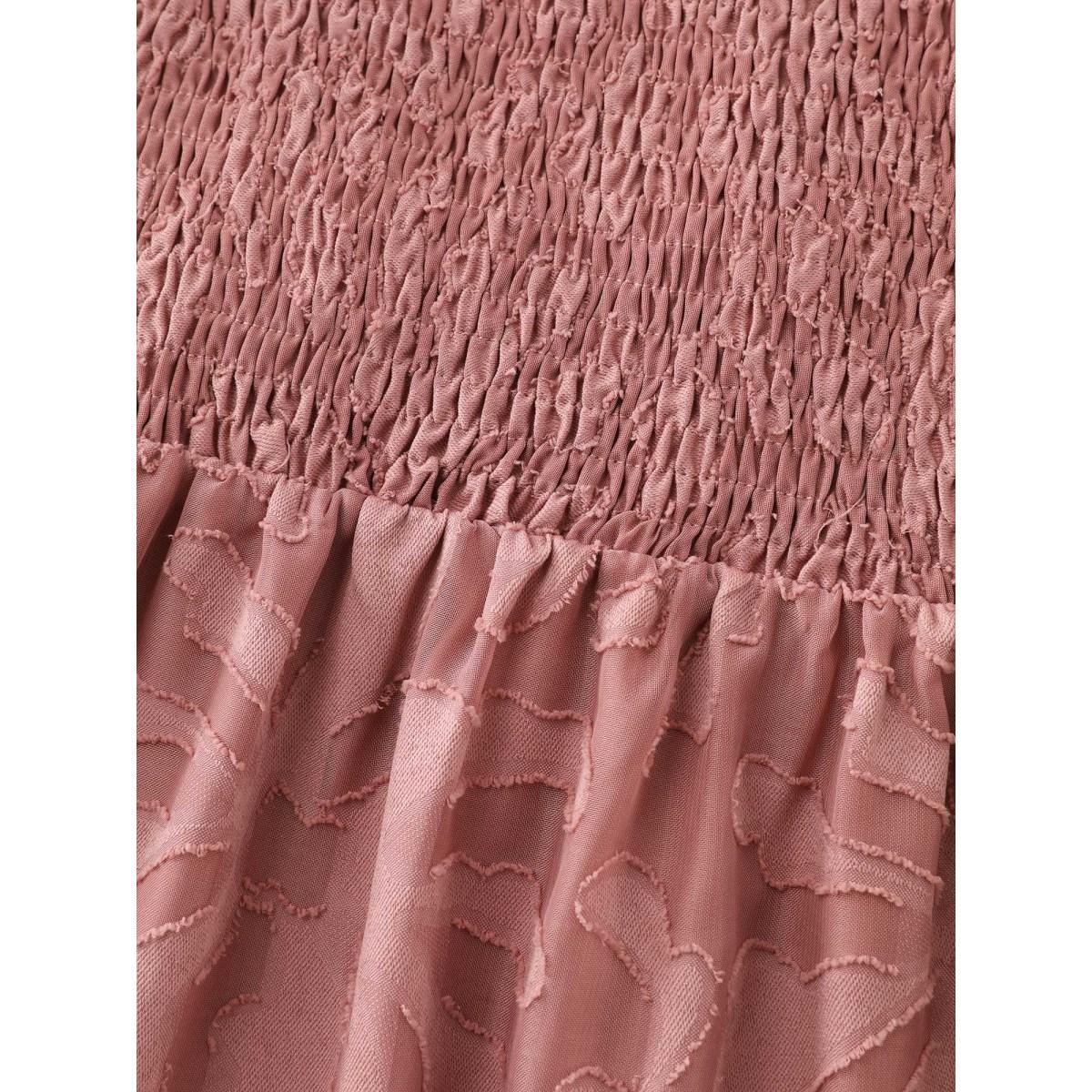 Plus Size Crepe Textured Shirred Bodice Ruffled Cuff Blouse Women Timeless Long Sleeve Square Neck Elegant Blouses BloomChic 14-16/1X Product Image