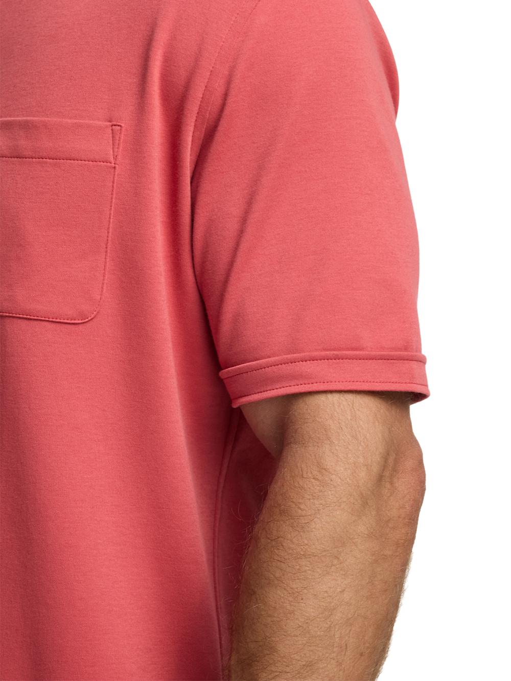 Cotton Full Button Front Polo - Coral Product Image