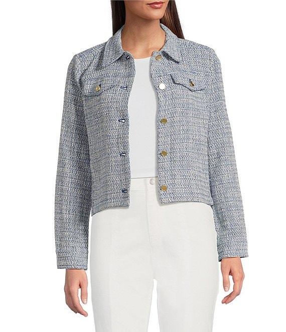 J.McLaughlin Colby Tweed Point Collar Long Sleeve Button Front Jacket Product Image