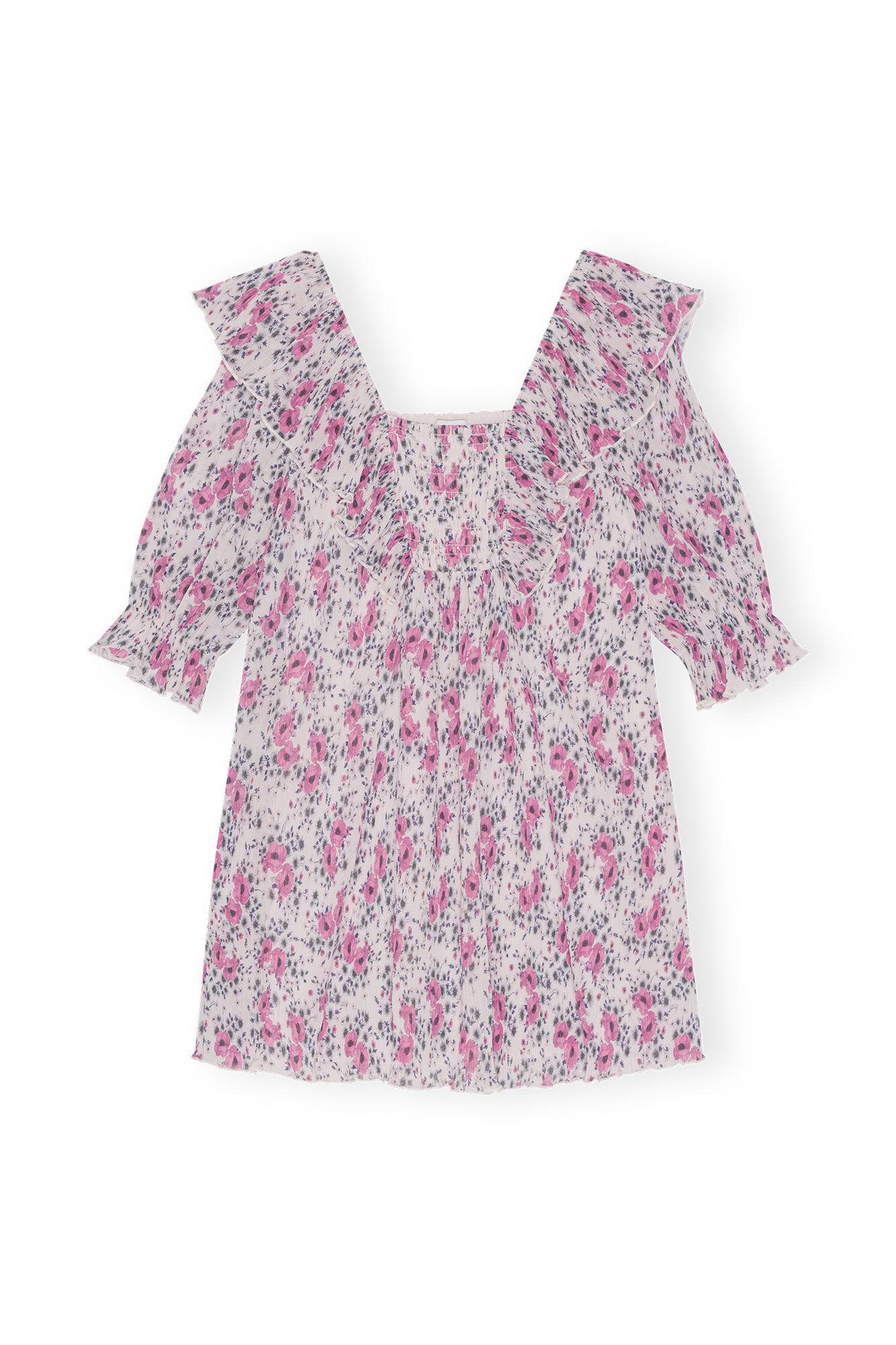 Pleated Georgette Ruffle Mini Dress Product Image