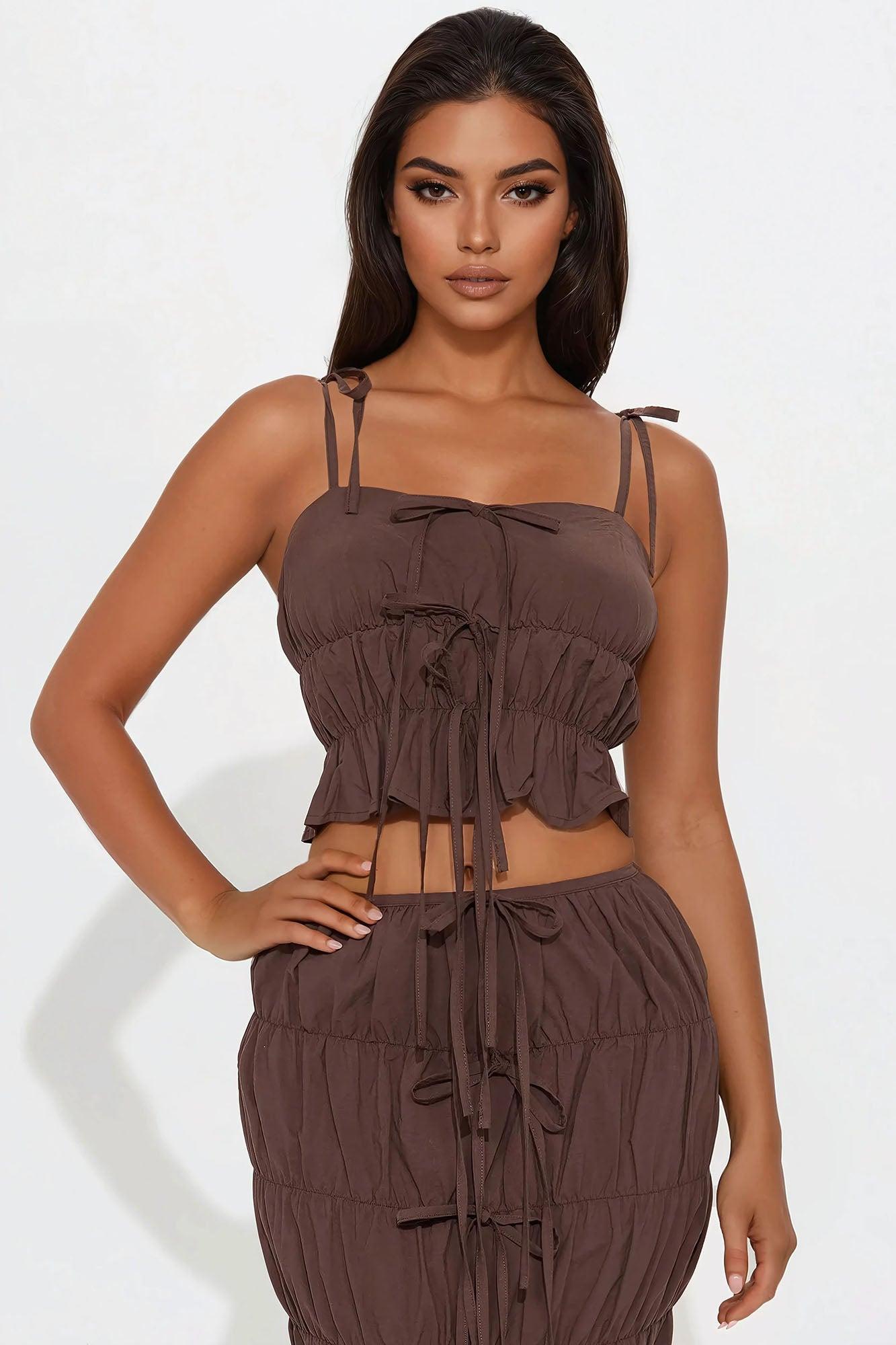 Sweet Essence Maxi Skirt Set - Chocolate Product Image