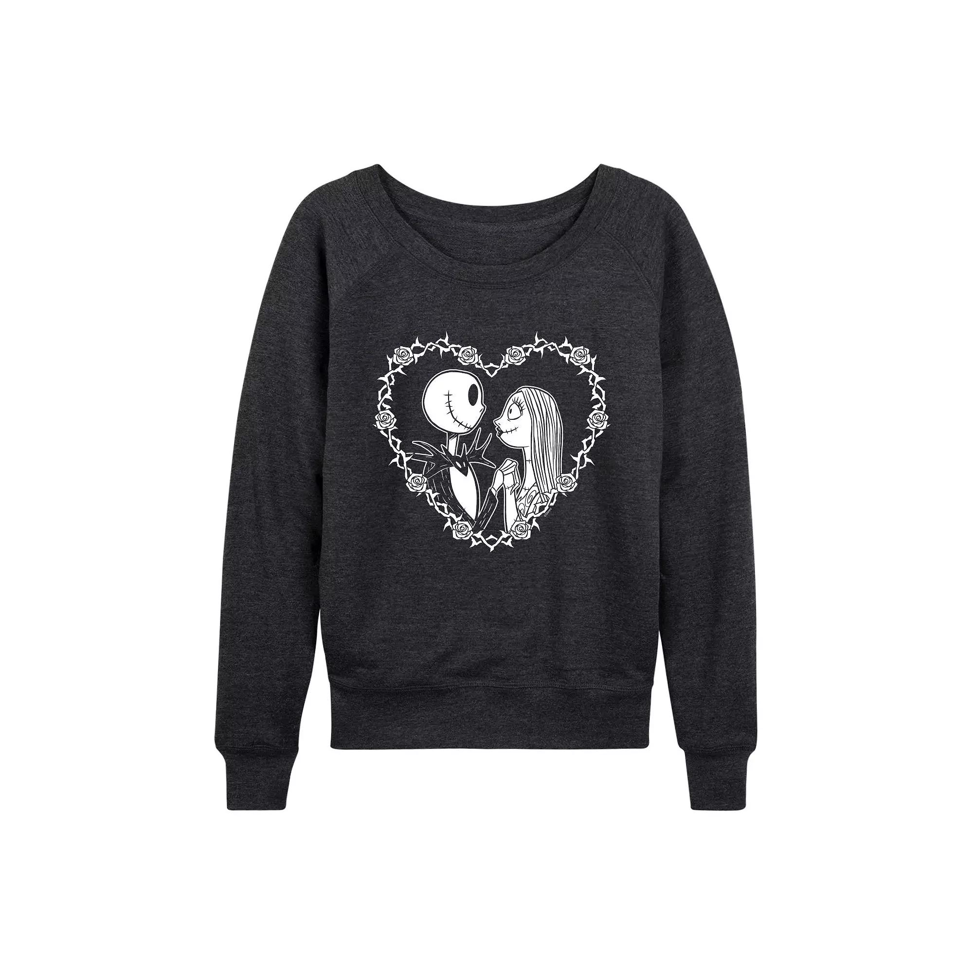 Disney's Nightmare Before Christmas Jack & Sally Women's Heart French Terry Long Sleeve Tee,  Product Image