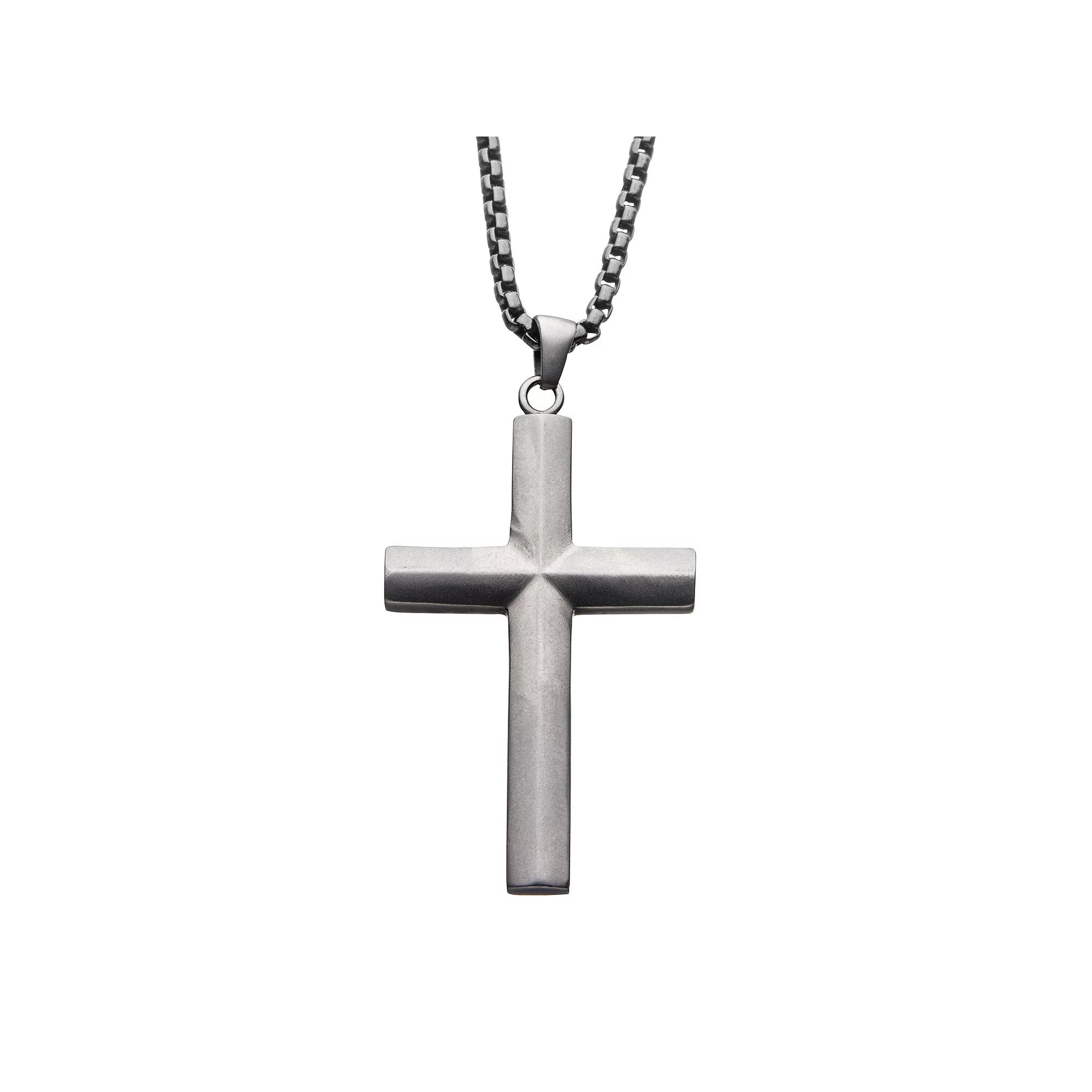 Mens Stainless Steel Cross Pendant Necklace Product Image