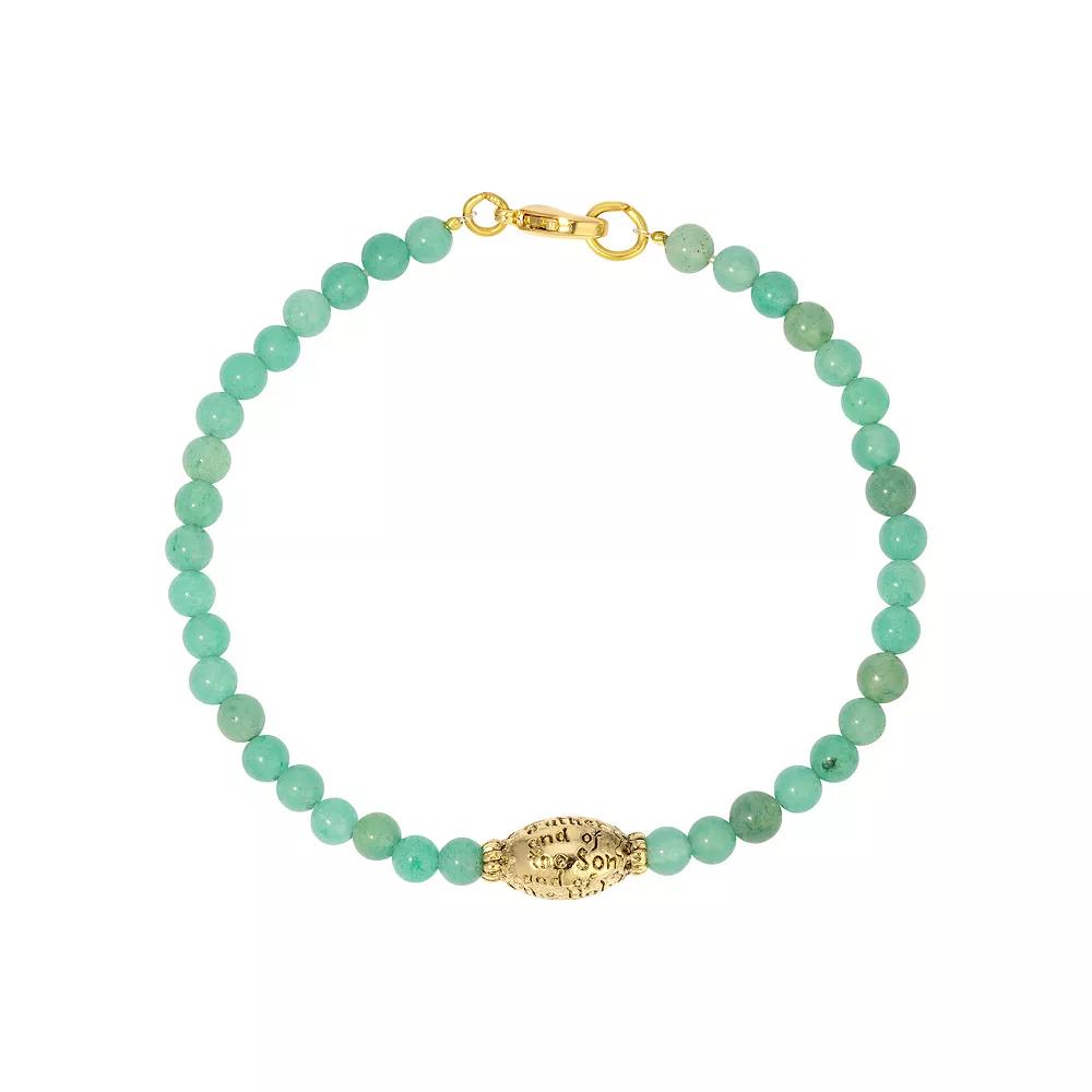 1928 Gold Tone Semi Precious Prayer Bead Bracelet, Women's, Green Product Image