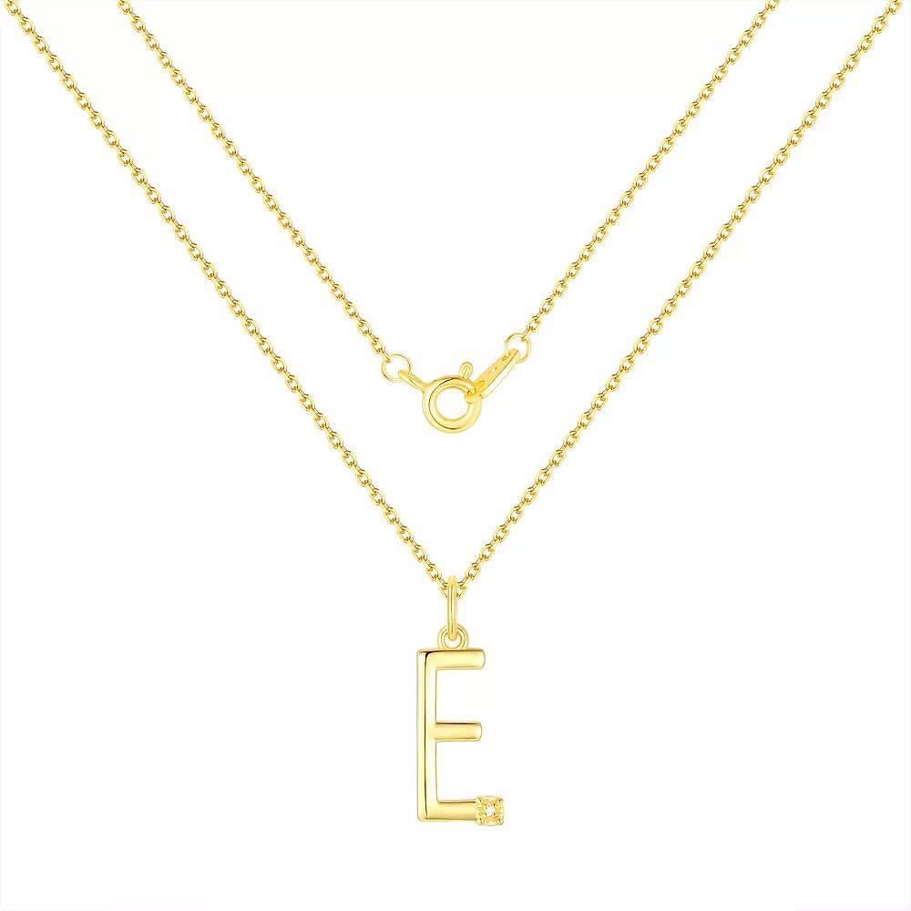 Forever Radiant Diamond Accent Initial Pendant Necklace, Women's, Size: 18", Gold Tone E Product Image