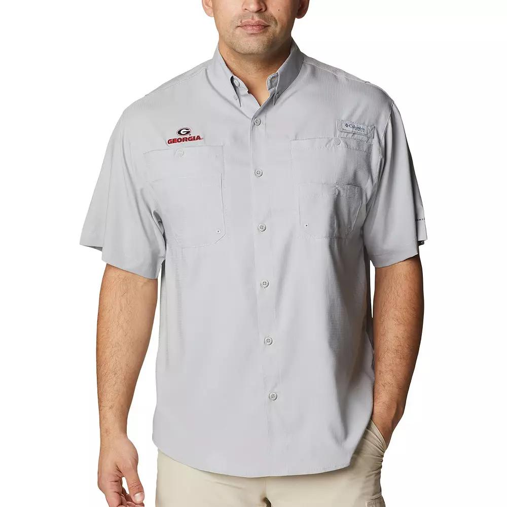 Men's Columbia Gray Georgia Bulldogs Big & Tall Collegiate Tamiami Omni-Shade Full-Button Shirt,  Product Image