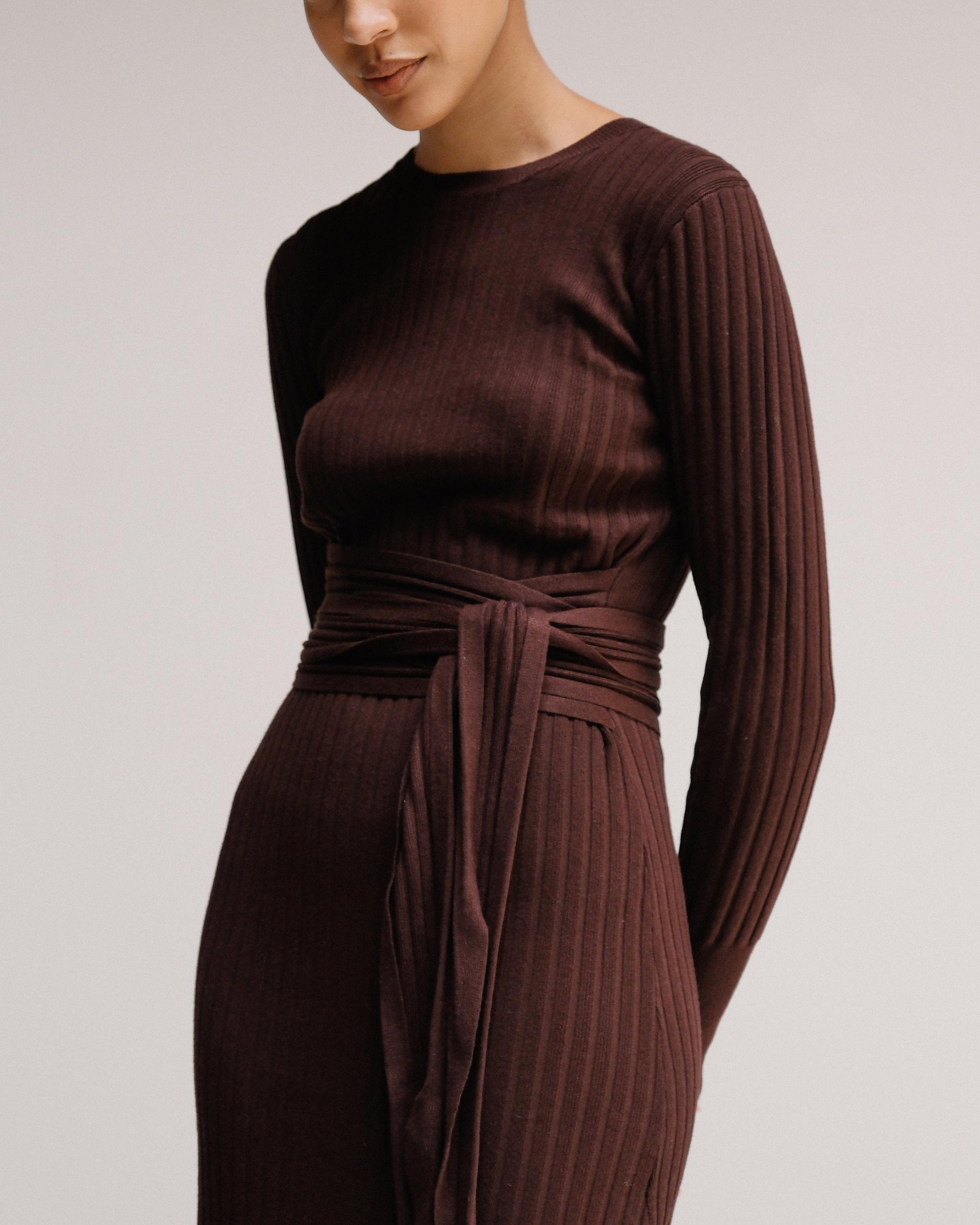 Carmen Tie-Front Ribbed Dress Product Image