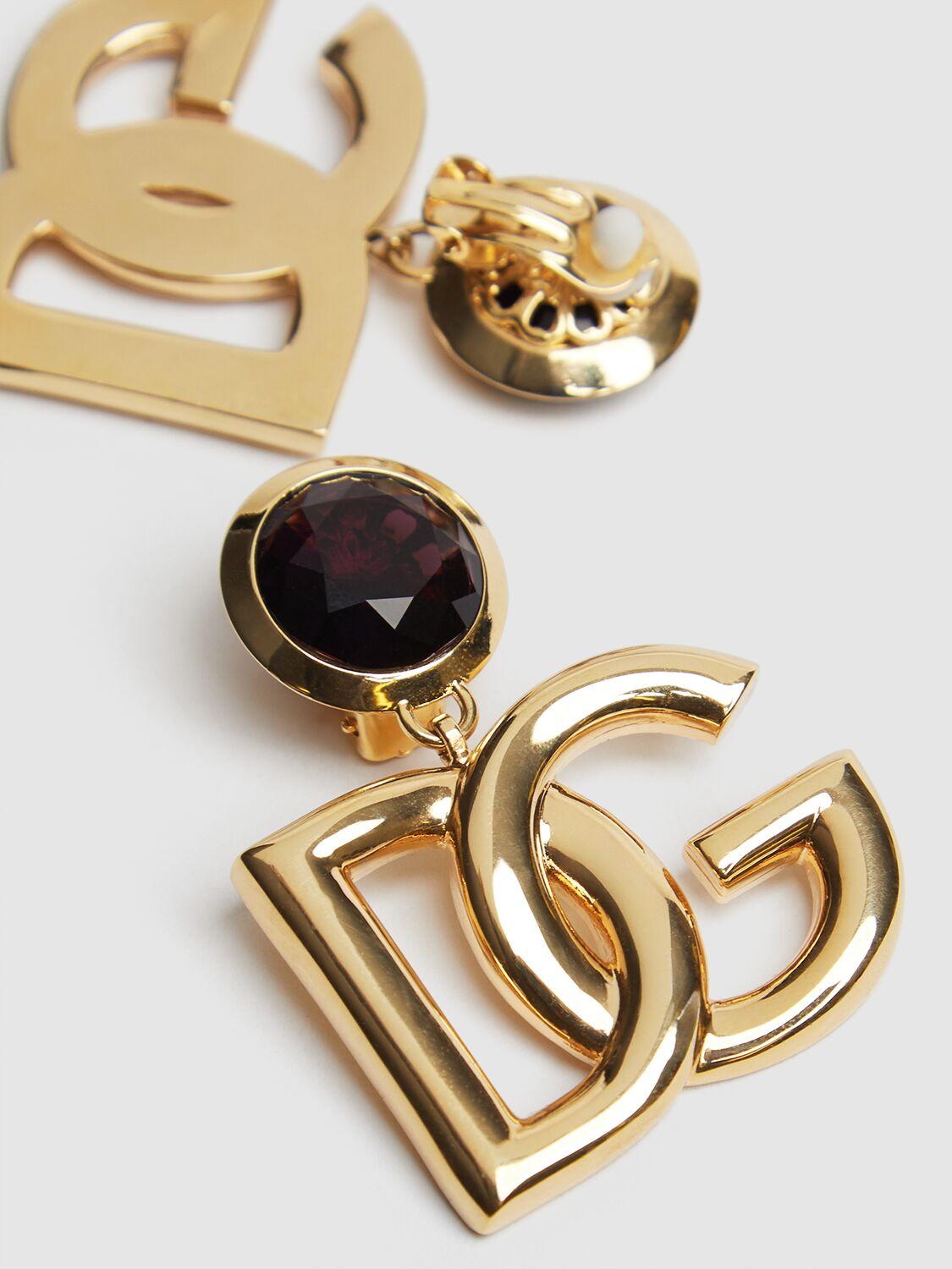 DOLCE & GABBANA Logo-plaque Earrings In Gold Product Image