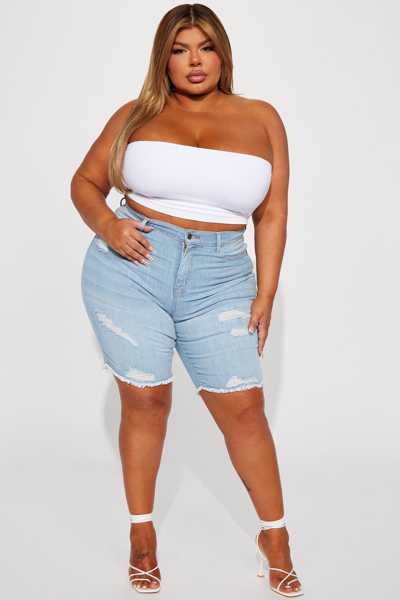 Tight Squeeze Lux Stretch Denim Bermuda Shorts - Light Wash Product Image