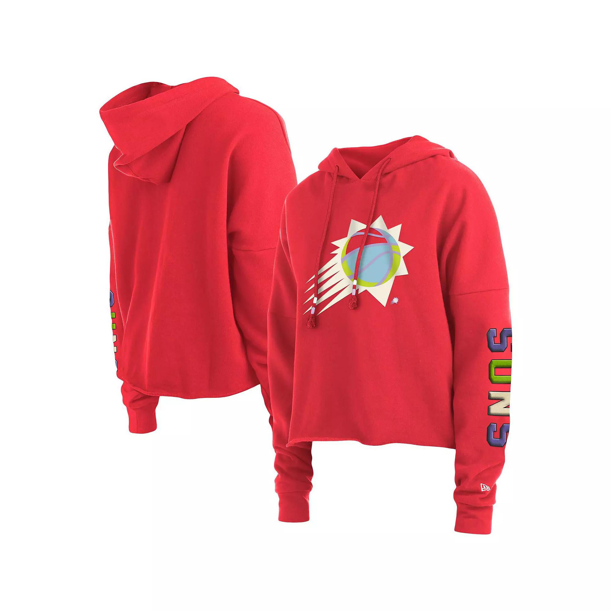 Women's New Era Red Phoenix Suns Color Pack Cropped Top Pullover Hoodie,  Product Image