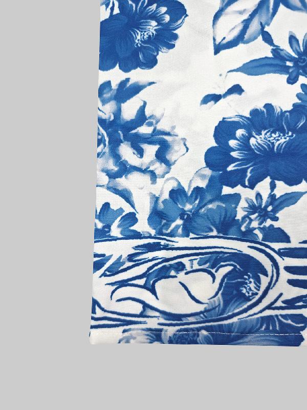 A-Line Loose Flower Print Split-Joint Lapel Maxi Dresses Product Image