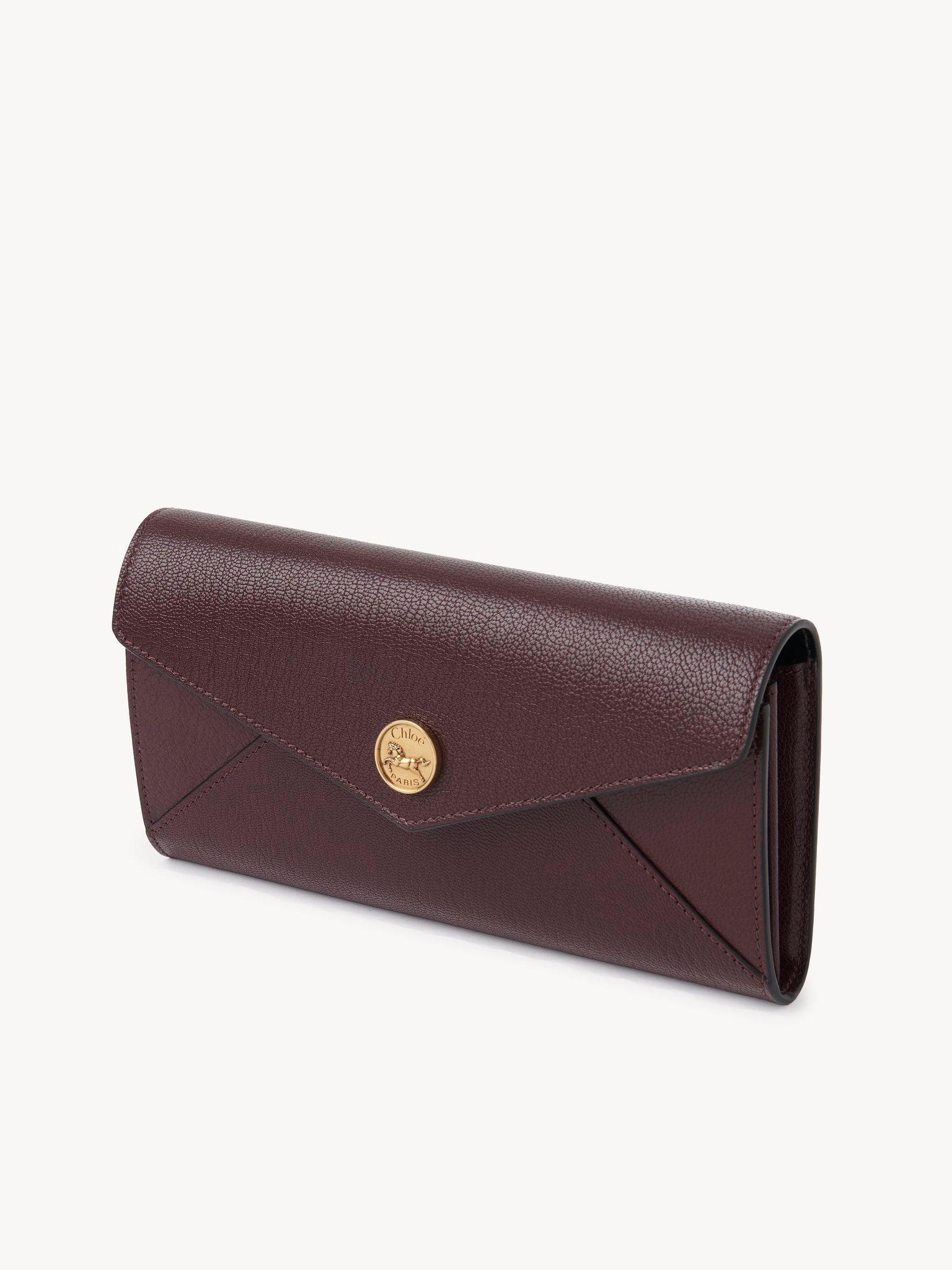 Envelope long wallet with flap in grained leather Product Image