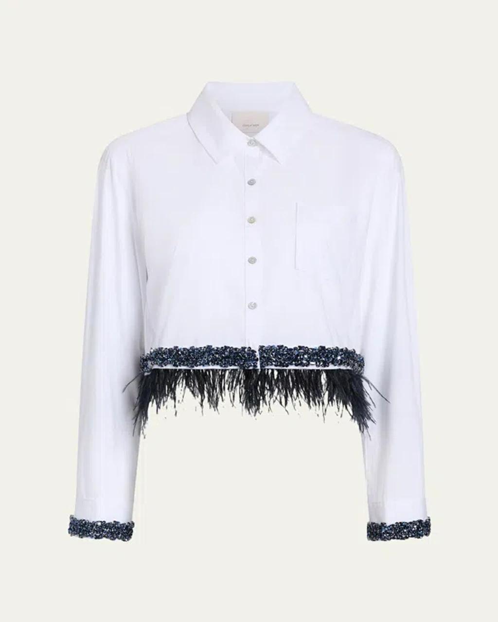 CINQ À SEPT Sylvan Embellished Button-front Shirt In White Product Image