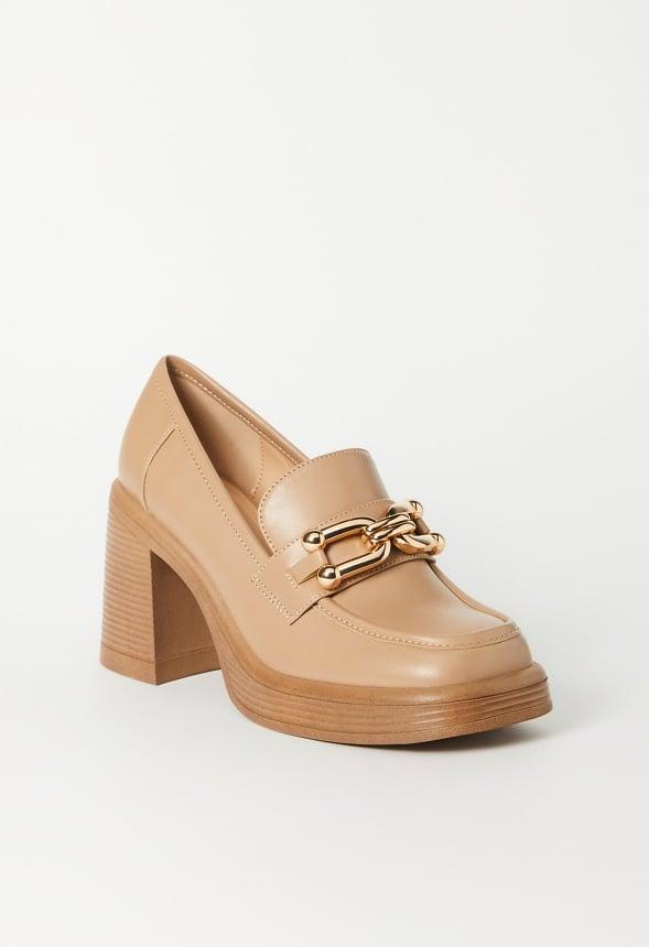 JustFab Margaux Platform Loafer Pump Womens Black/ White Size 8.5 Product Image