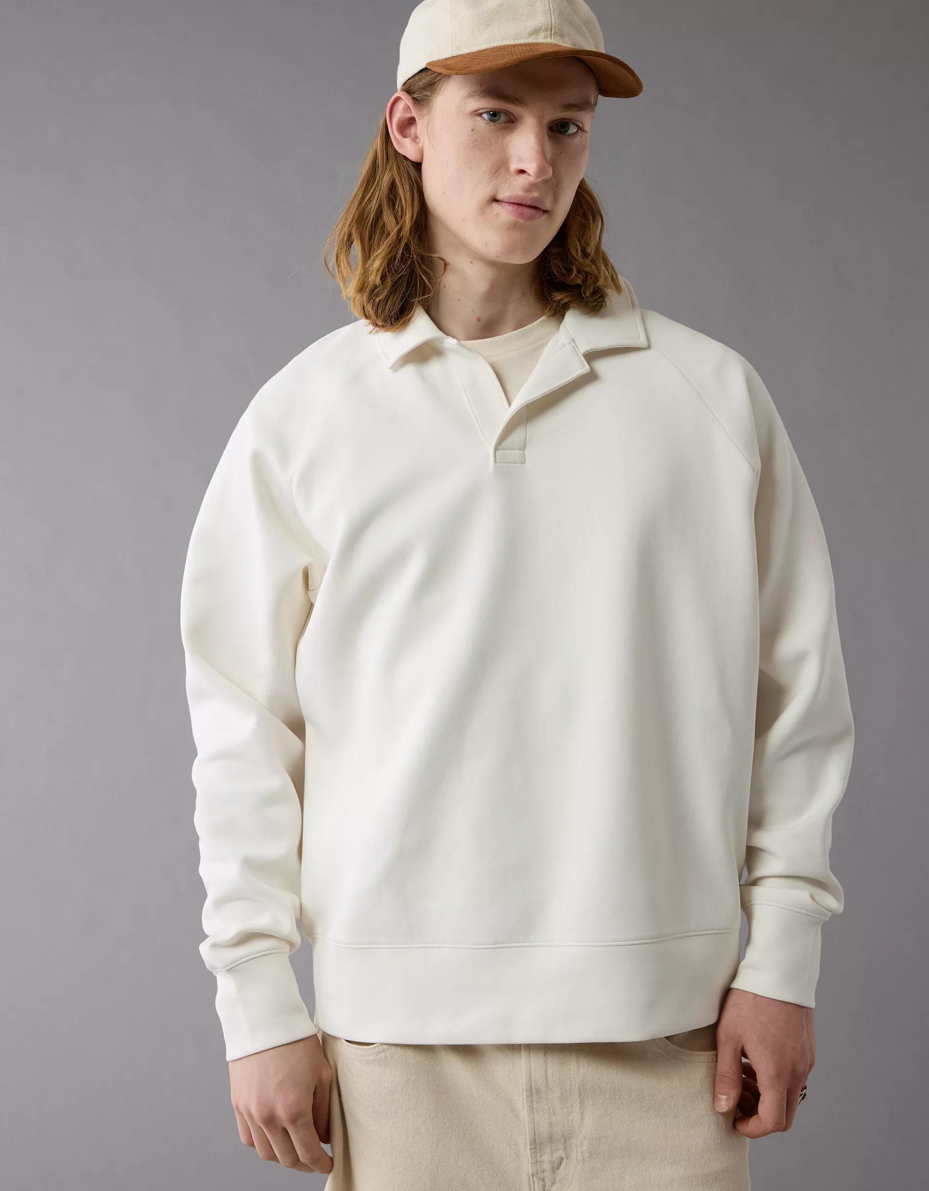 AE 24/7 Long-Sleeve Rugby Polo Sweatshirt Product Image