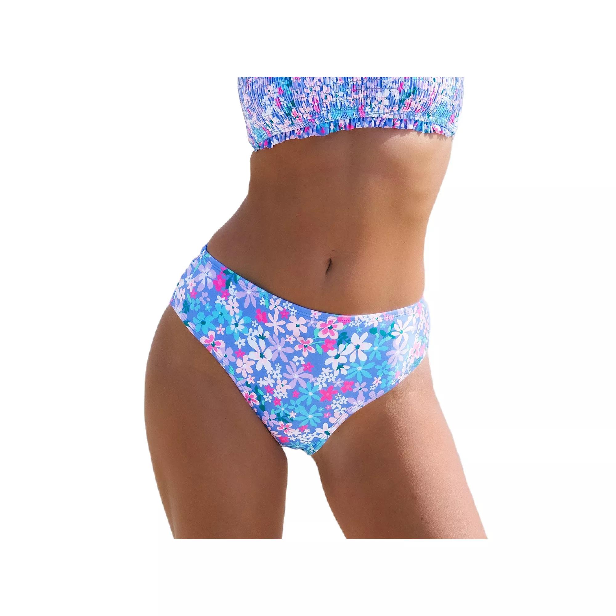 Women's Cupshe Mid-Rise Hipster Floral Swim Bottoms, Size: Small, Blue Ditsy Product Image