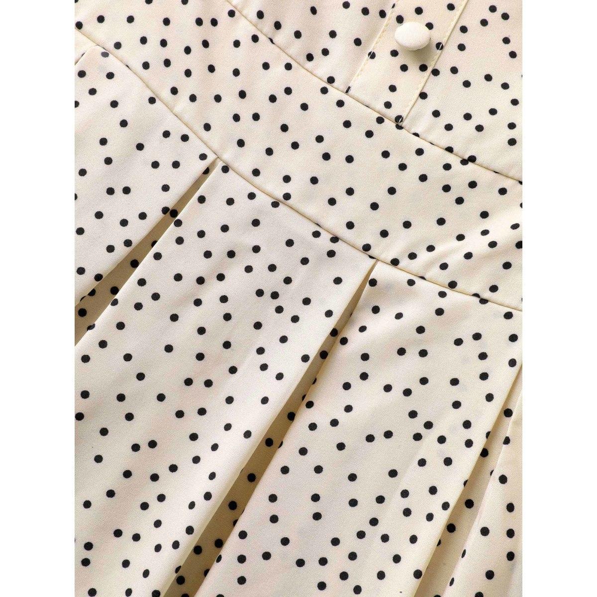 Plus Size Polka Dot Cinched-Waist Pockets Midi Dress Apricot Women Square Neck Cap Sleeve Curvy BloomChic 30/6X Product Image