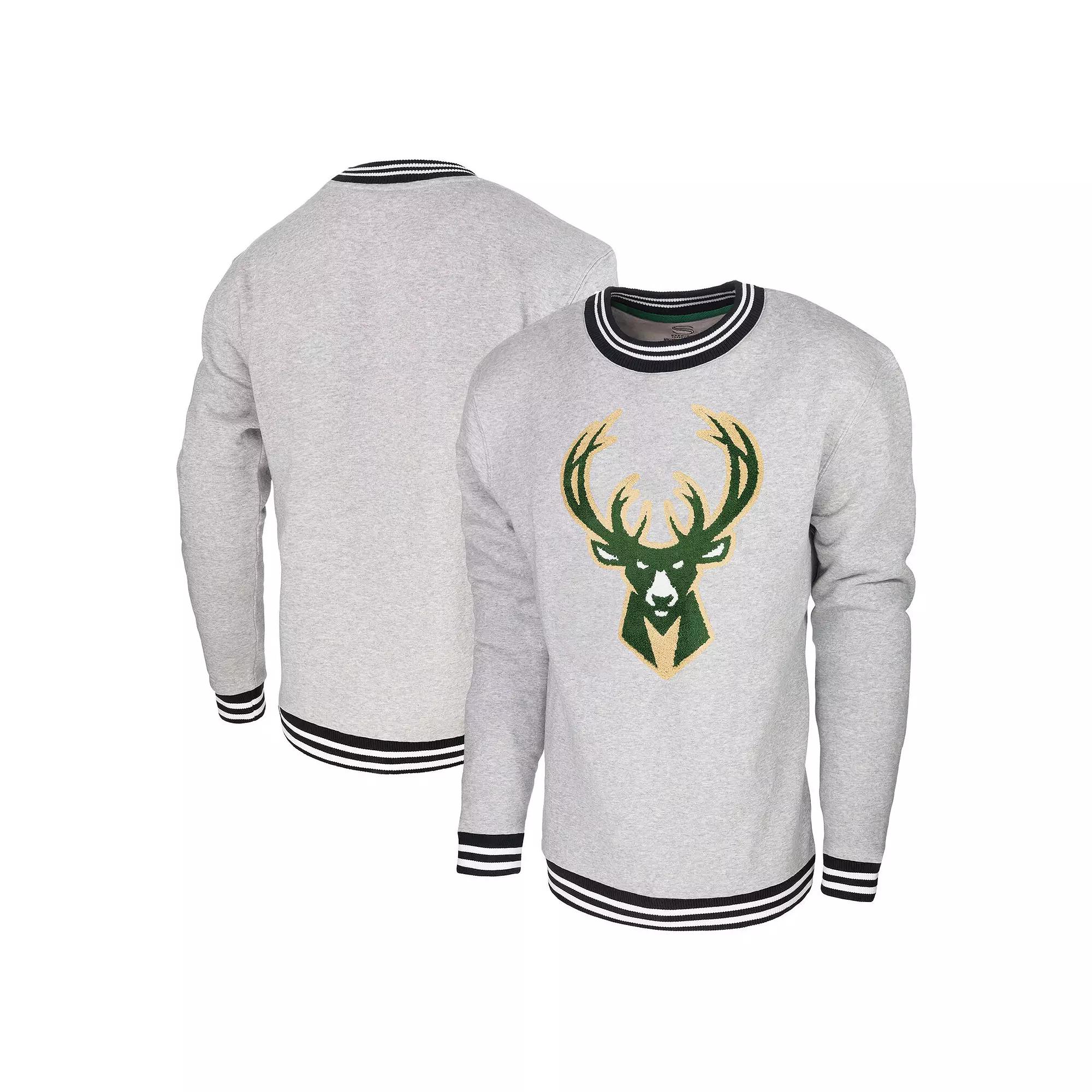 Men's Stadium Essentials Heather Gray Milwaukee Bucks Club Level Pullover Sweatshirt, Adult Unisex,  Product Image