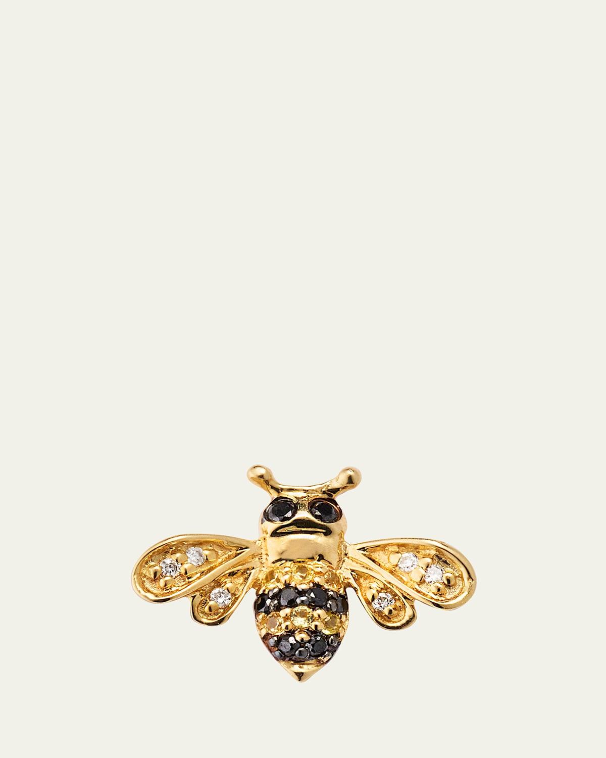 14k Gold Diamond & Sapphire Bee Stud Earring (Single) Product Image