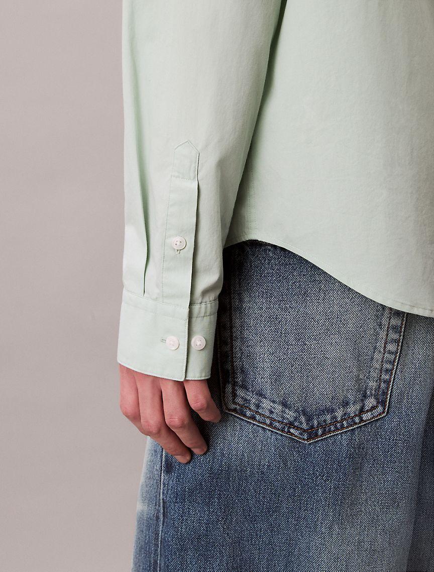 Calvin Klein Mens Cotton Poplin Relaxed Button-Down Shirt - Green Product Image