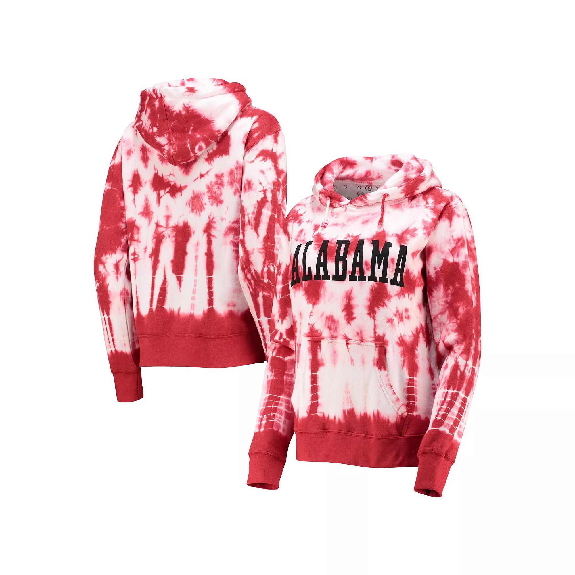 Women's Pressbox Crimson Alabama Crimson Tide Campus Tie-Dye Pullover Hoodie, Size: Small, Red Product Image
